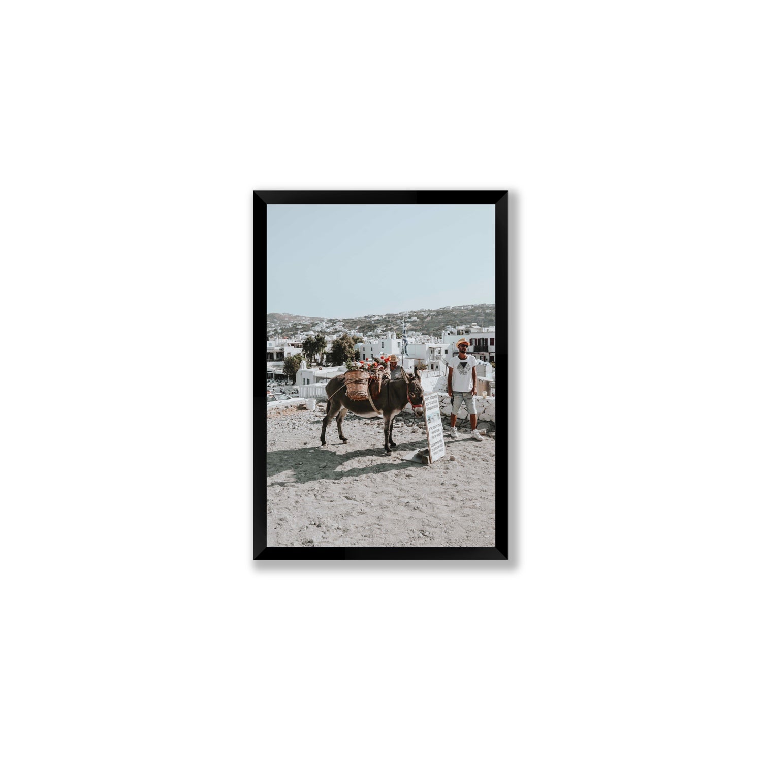 Let The Journey Begin Mykonos Greek island wall art Medium full-bleed fine art print in black frame