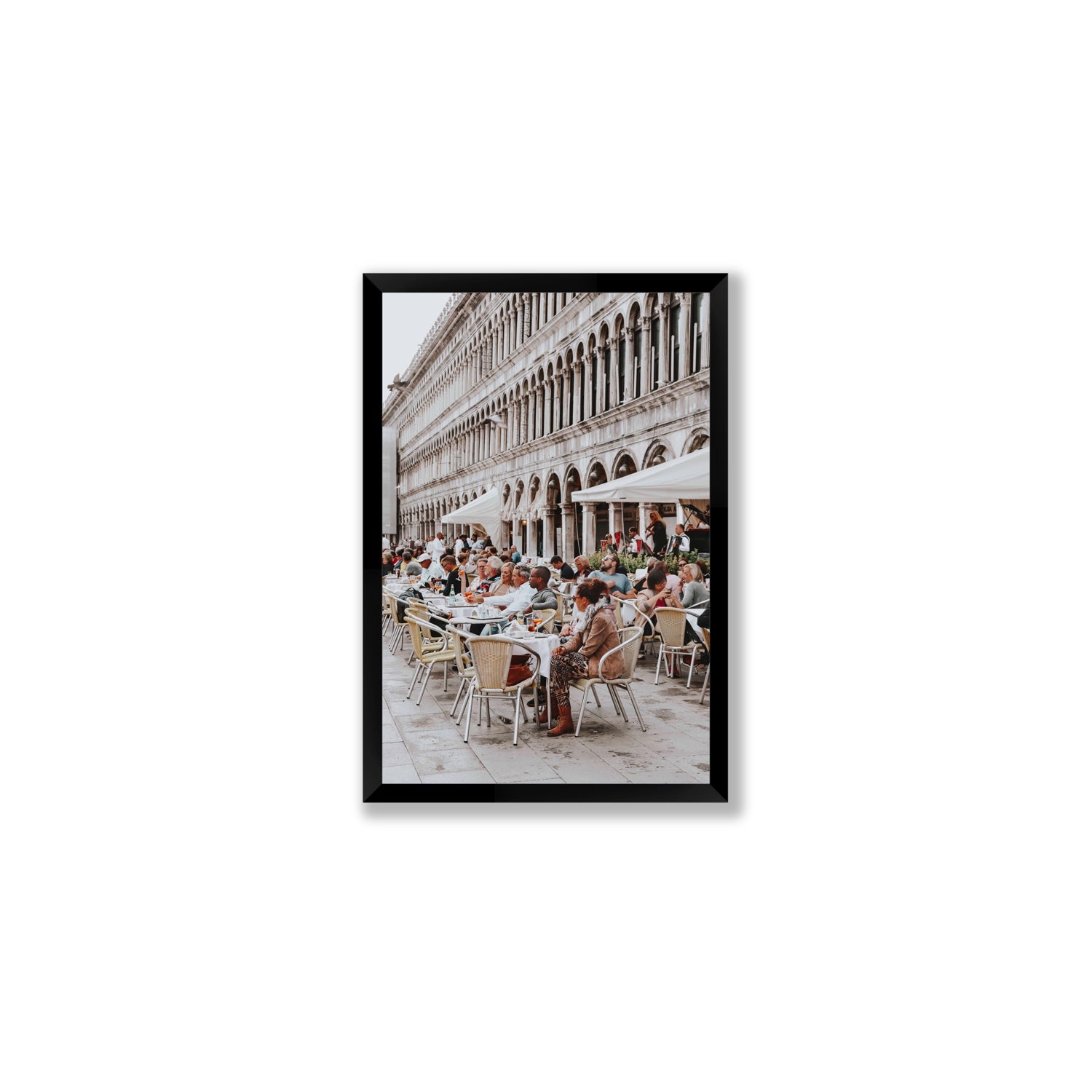 Lunchbreak Venice Italian wall art Medium full-bleed fine art print in black frame