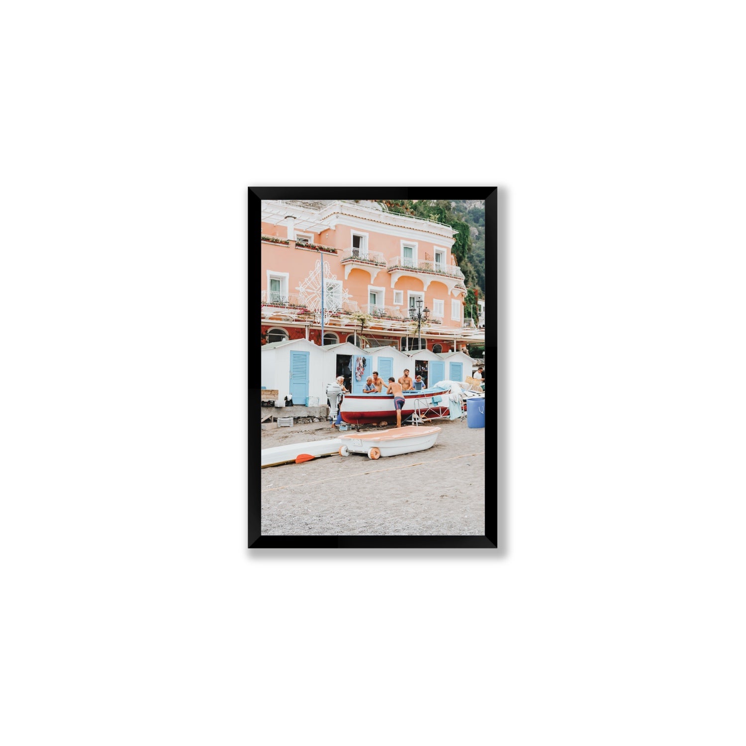 La Riunione della Mattina fine art print, Positano, Italy, Medium, Black Frame · Full Bleed, Fine Art Print