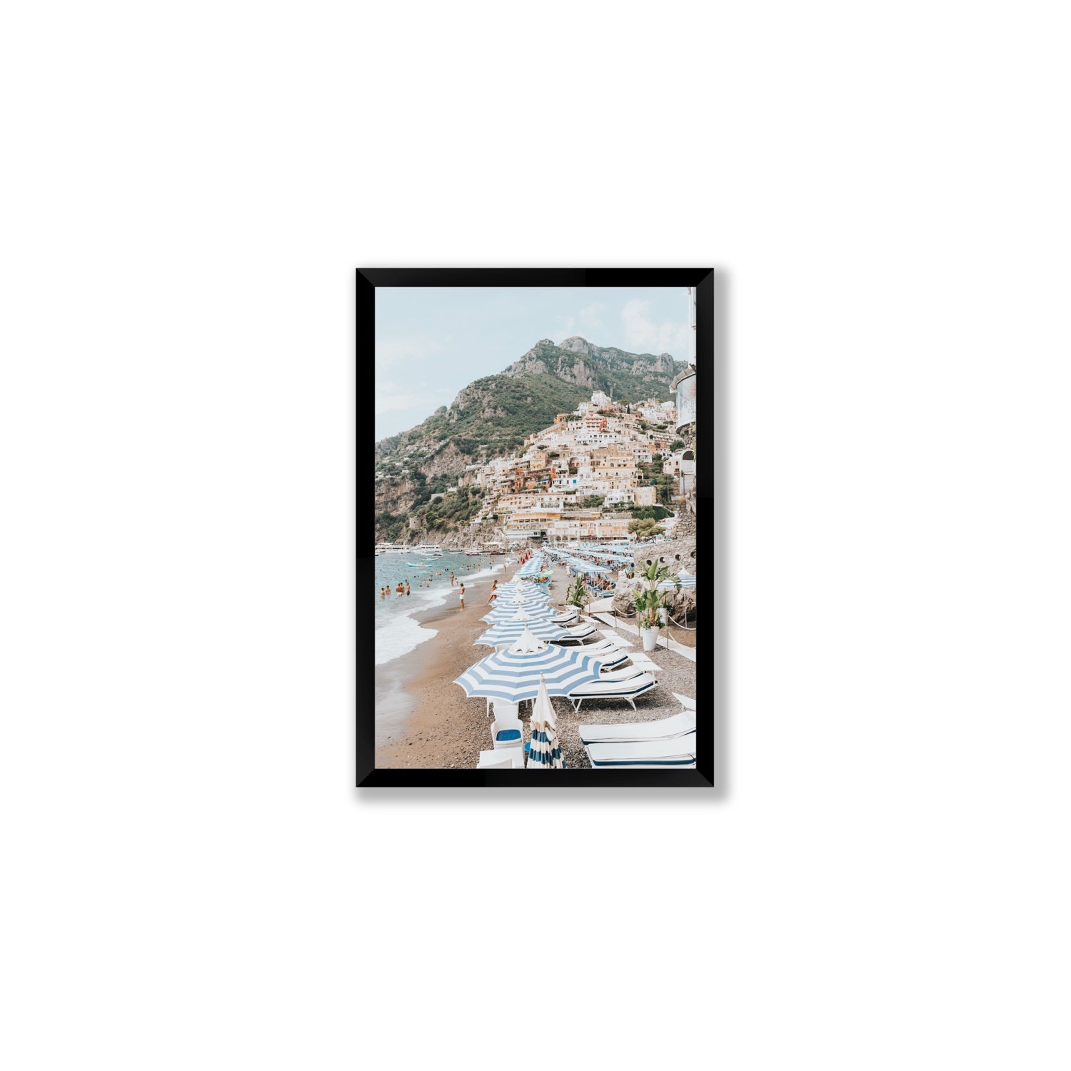 The Cliffside Village fine art print, Positano, Italy, Medium, Black Frame · Full Bleed, Fine Art Print