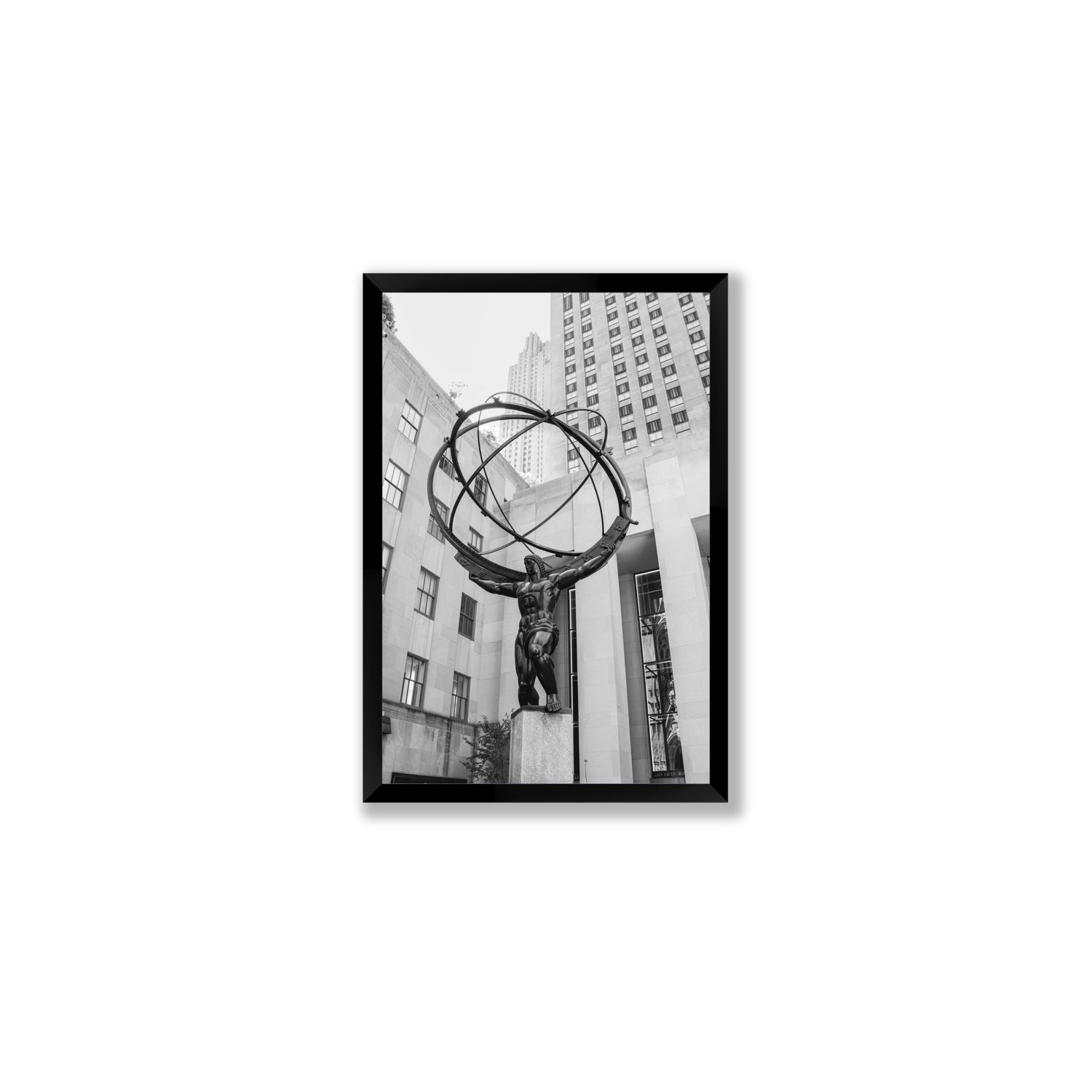 Atlas Ascends New York NYC Black & White wall art Medium full-bleed fine art print in black frame
