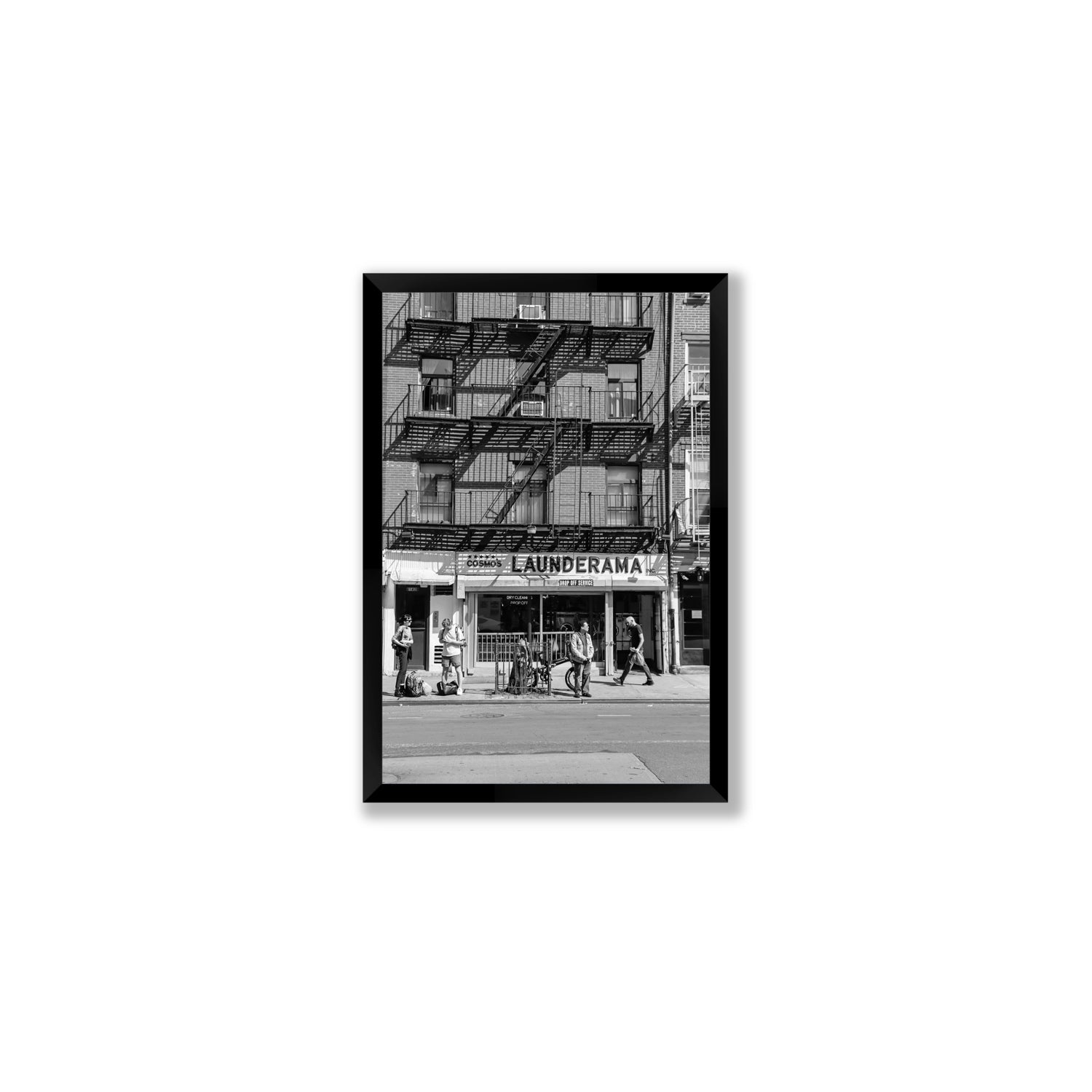 Bus Stop New York NYC Black & White wall art Medium full-bleed fine art print in black frame