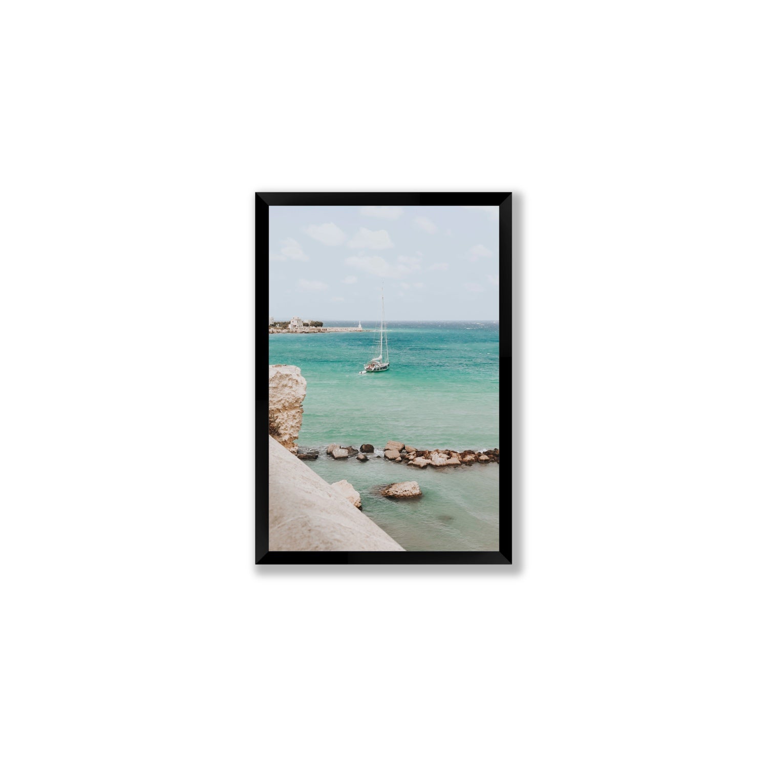 Seafarer's Dream Puglia Seafarer’s Dream coastal wall art Medium full-bleed fine art print in black frame