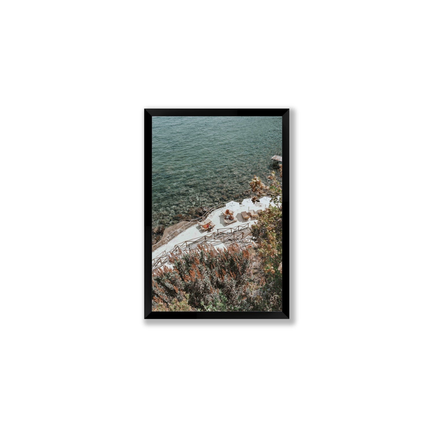 Hidden Gem Tuscany coastal wall art Medium full-bleed fine art print in black frame