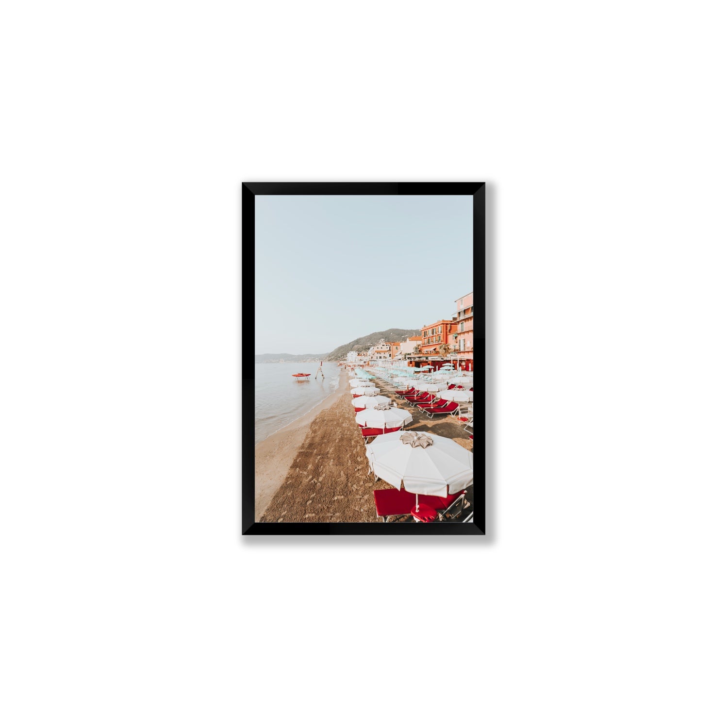 Italian Riviera fine art print, Alassio, Italy, coastal scenes artwork, Medium, Black Frame · Full Bleed, Fine Art Print
