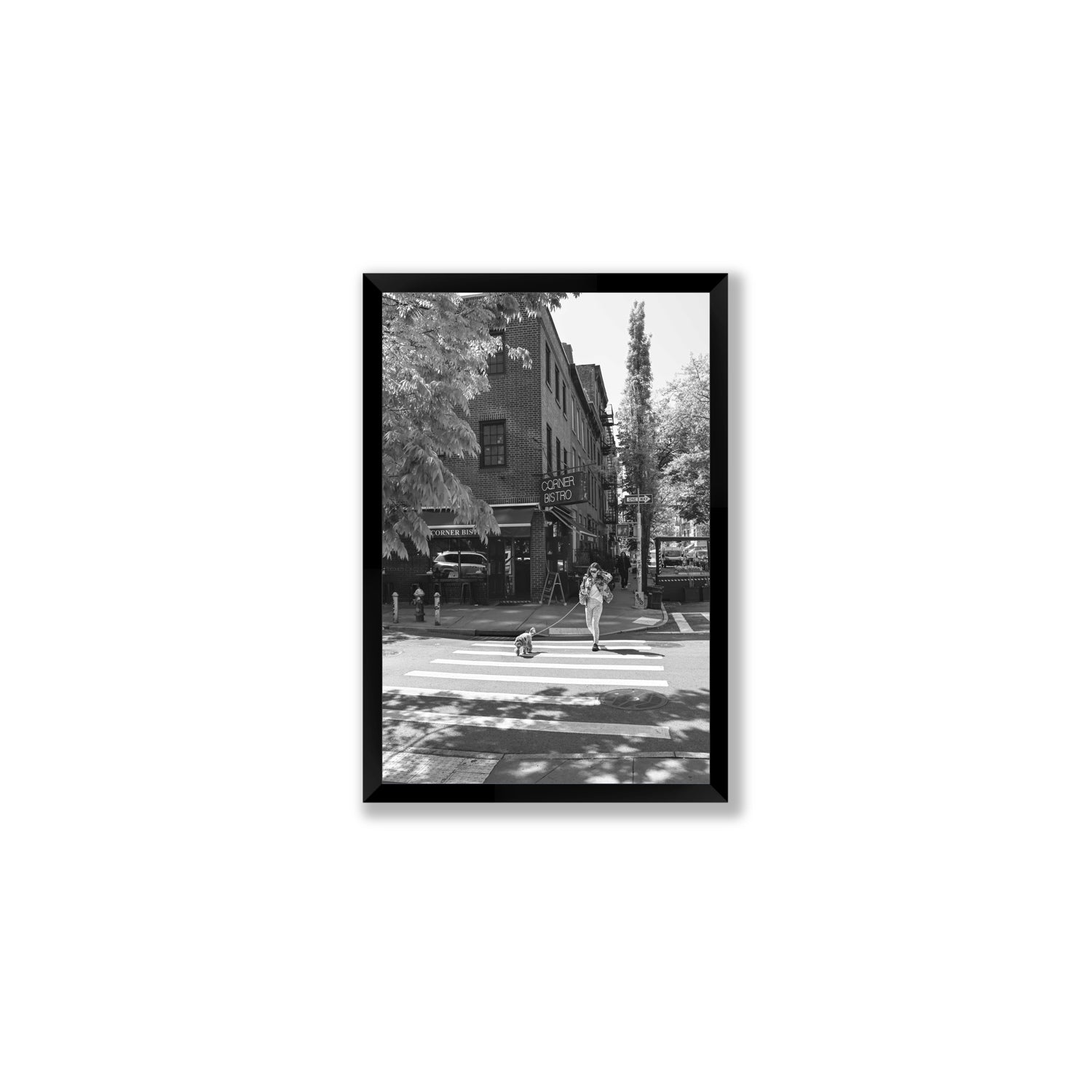 Sunlit Stroll New York NYC Black & White wall art Medium full-bleed fine art print in black frame