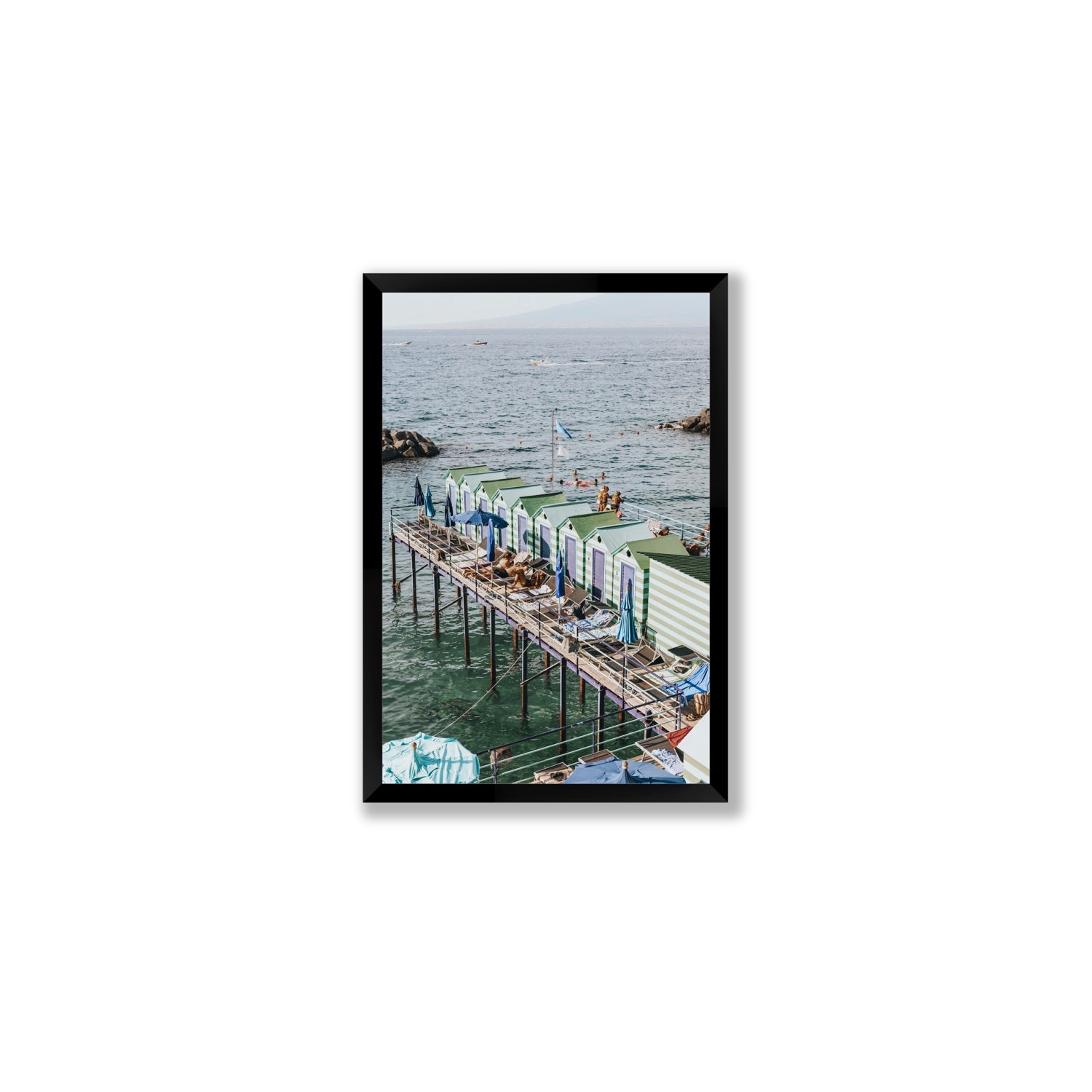 Cabine da Spiaggia fine art print, Sorrento, Italy, Medium, Black Frame · Full Bleed, Fine Art Print