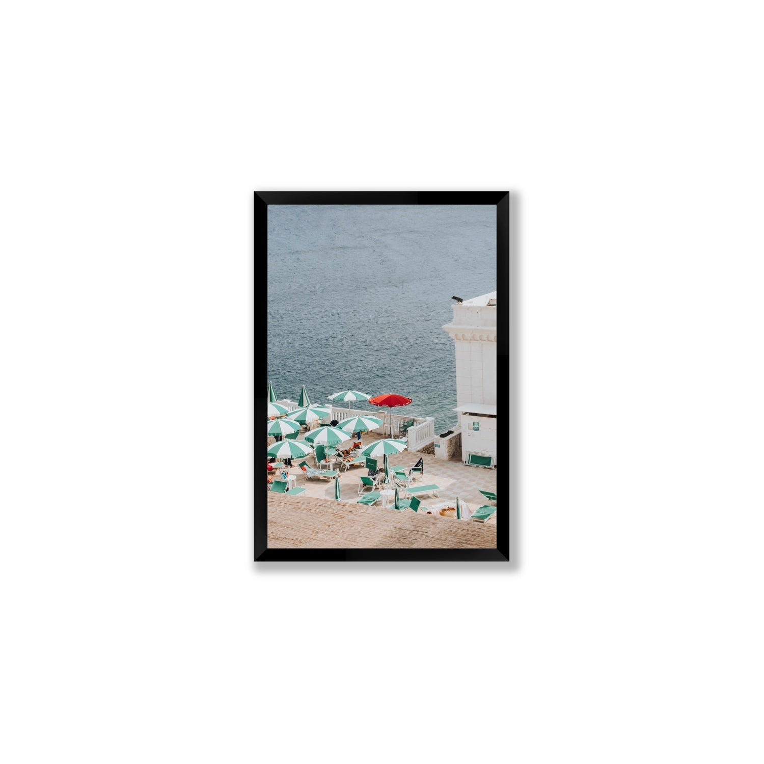 Lido Italiano Puglia beach Italian wall art Medium full-bleed fine art print in black frame