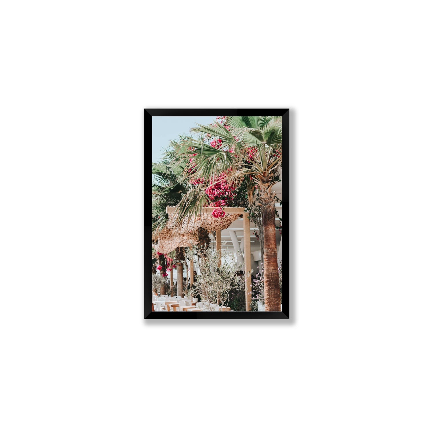 Palm Trees Mykonos Greek island wall art Medium full-bleed fine art print in black frame