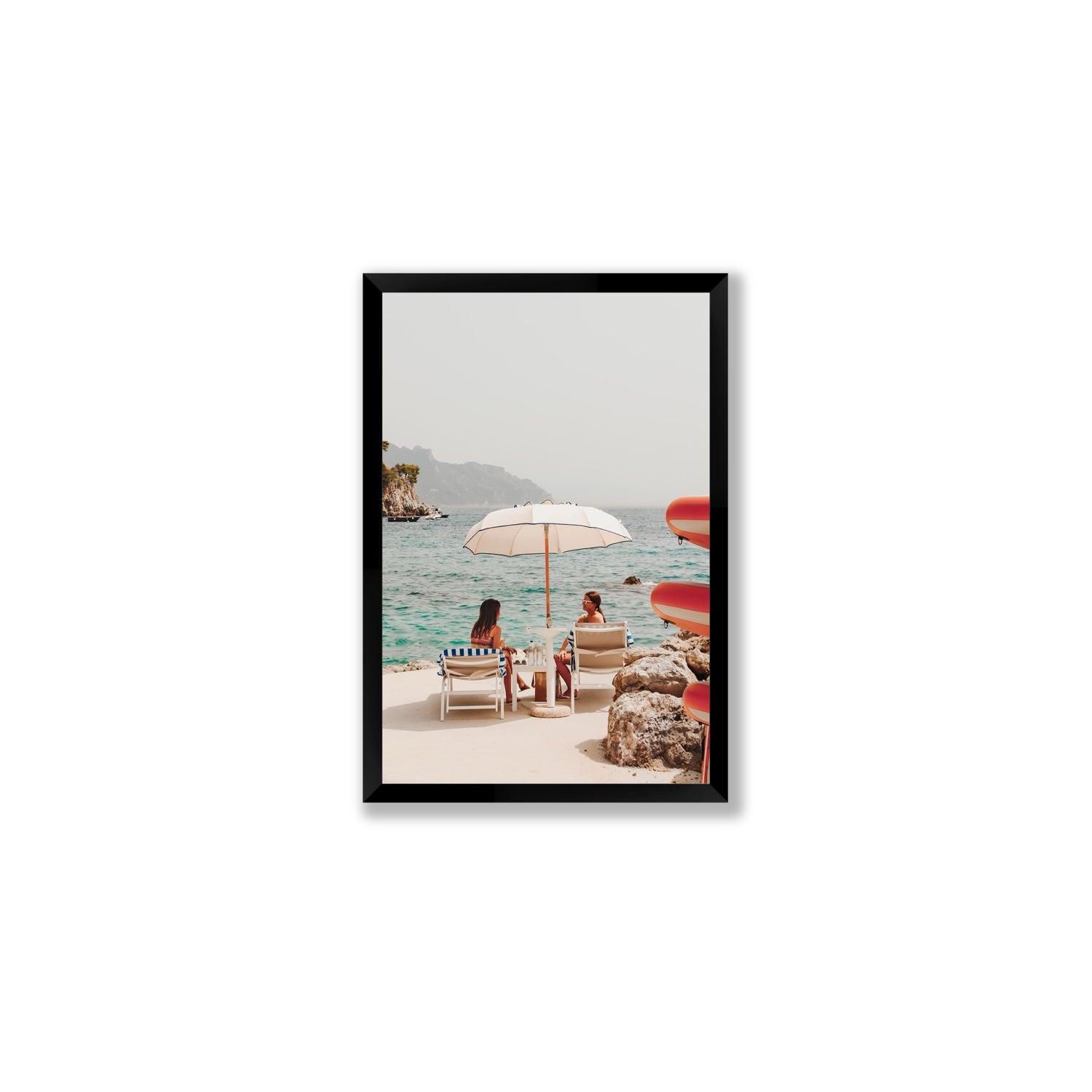 Salty Banter Amalfi Mediterranean wall art Medium full-bleed fine art print in black frame