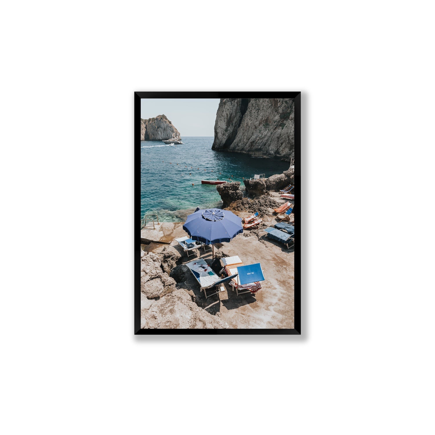 Lonely Loungers fine art print, Capri, Italy, Large, Black Frame · Full Bleed, Fine Art Print
