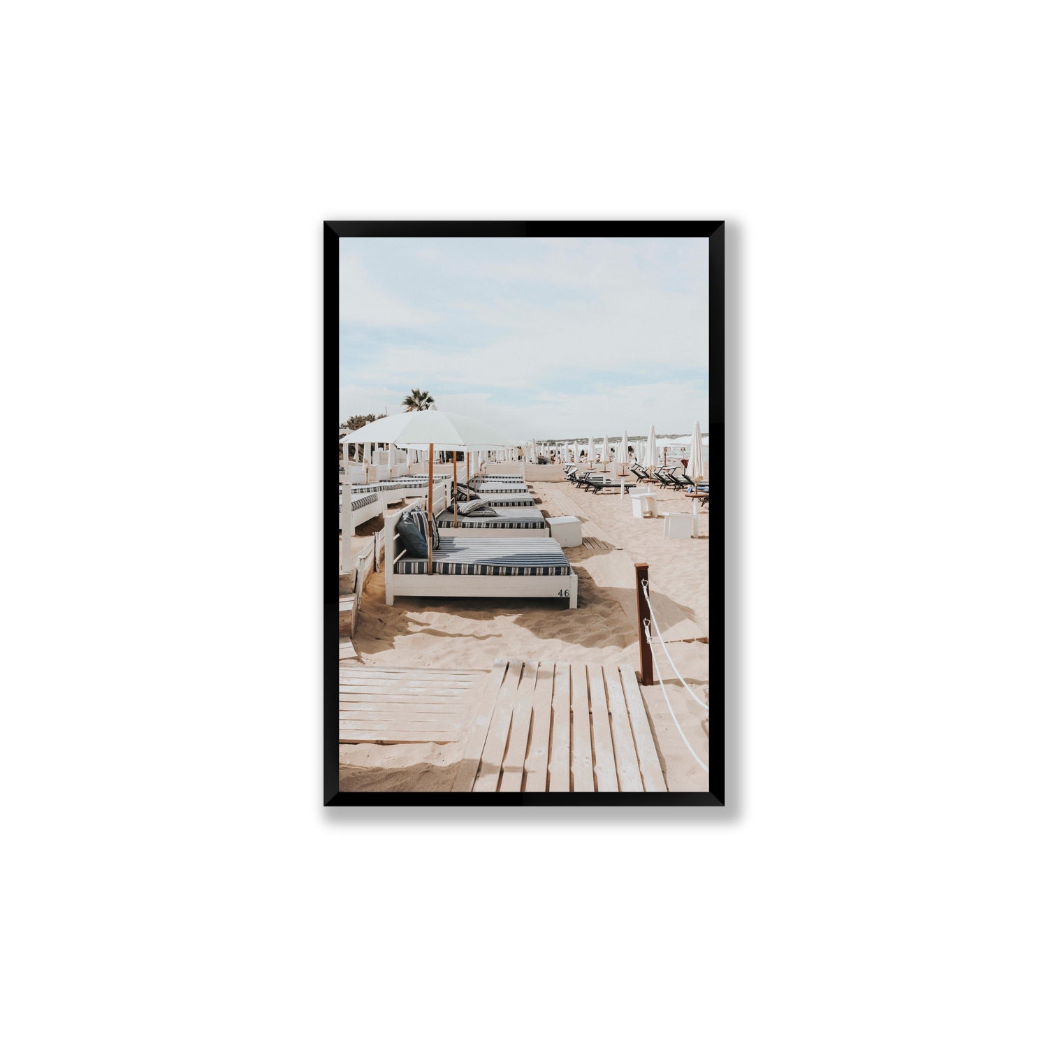 Coastal Repose Puglia beach Mediterranean fine art print Large full-bleed fine art print in black frame