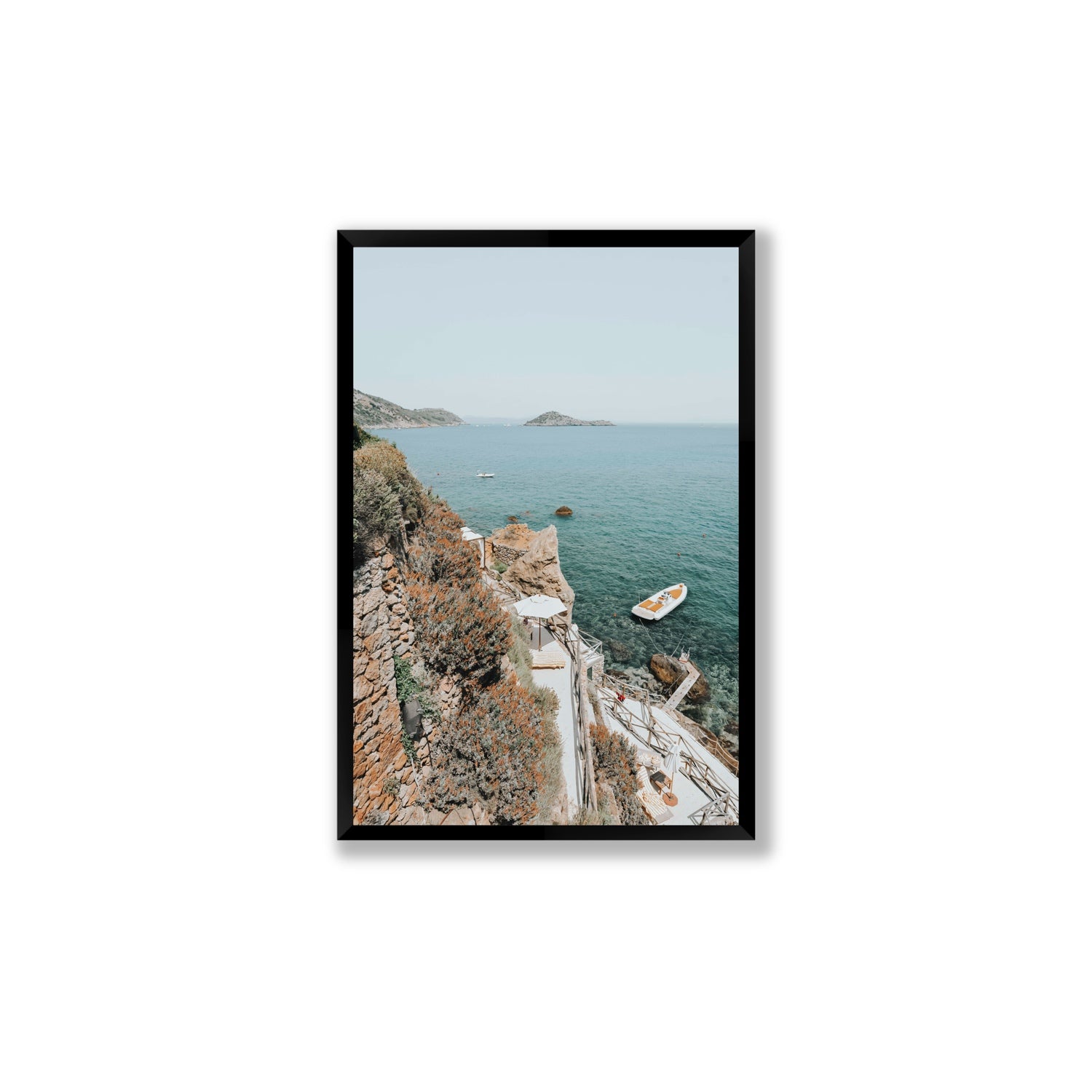 Front Row Seat Tuscany coastal wall art Large full-bleed fine art print in black frame