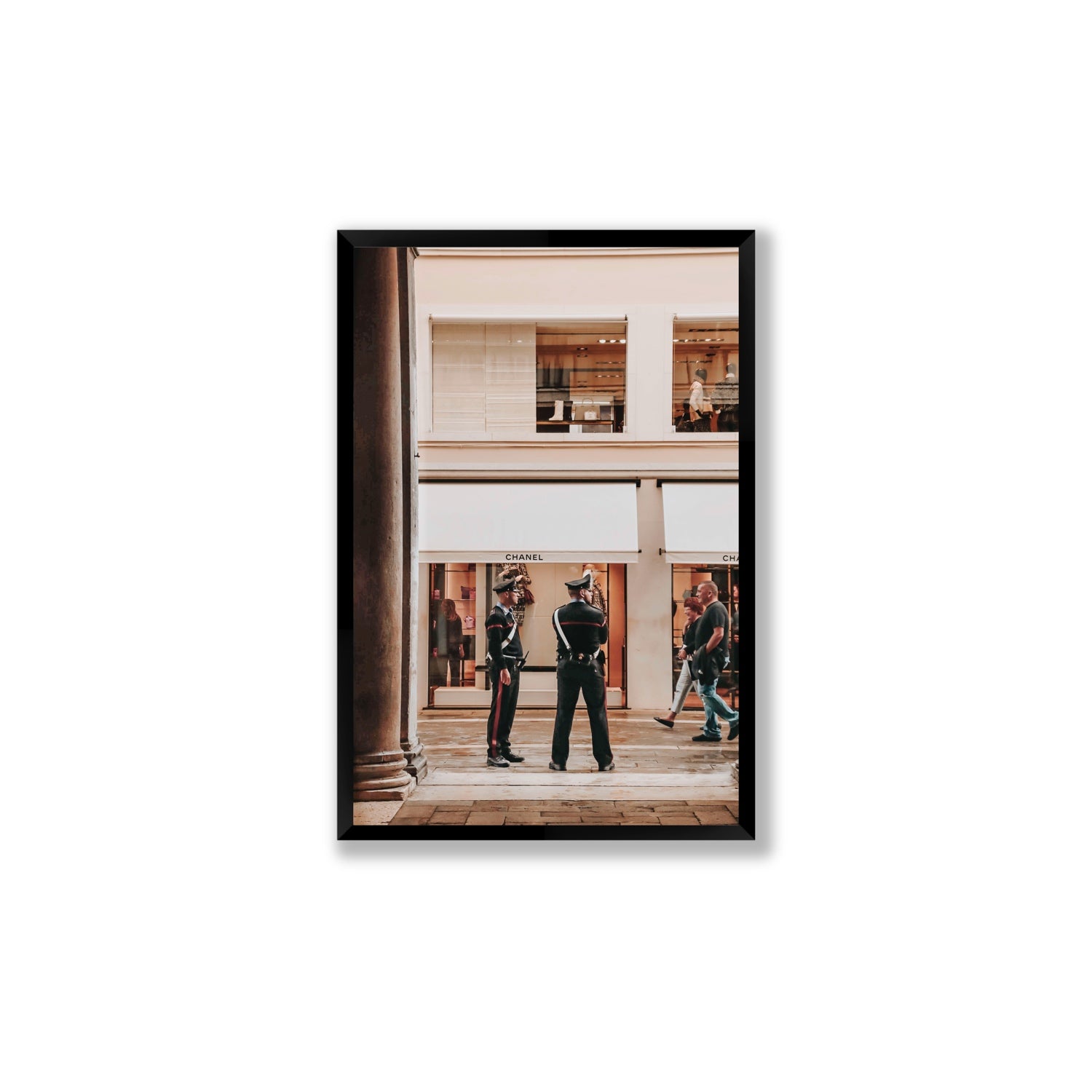 Style Police Venice Italian wall art Large full-bleed fine art print in black frame