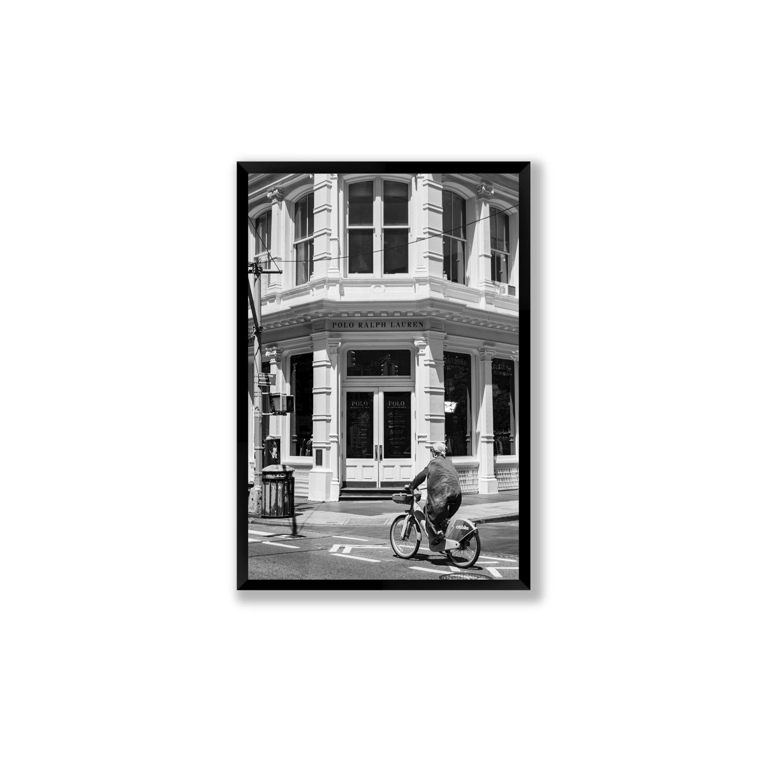Downtown Rider New York NYC Black & White wall art Large full-bleed fine art print in black frame