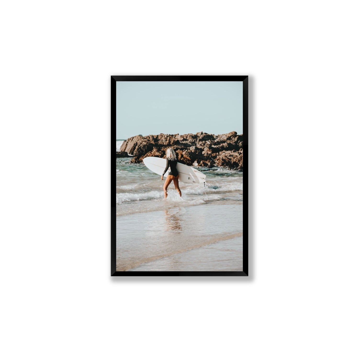 Bethany Byron Bay Surf coastal decor wall art Large full-bleed fine art print in black frame