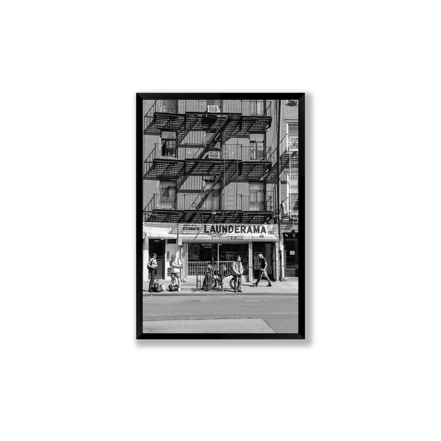 Bus Stop New York NYC Black & White wall art Large full-bleed fine art print in black frame