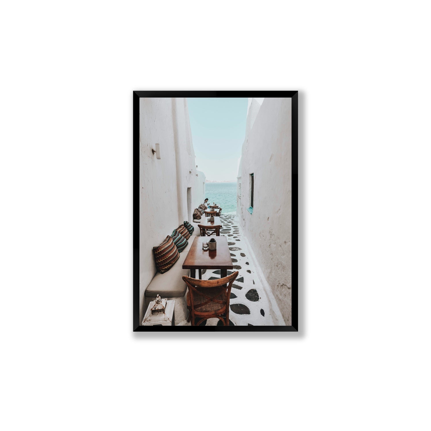 Trip Down Memory Lane fine art print, Mykonos, Greece, Large, Black Frame · Full Bleed, Fine Art Print
