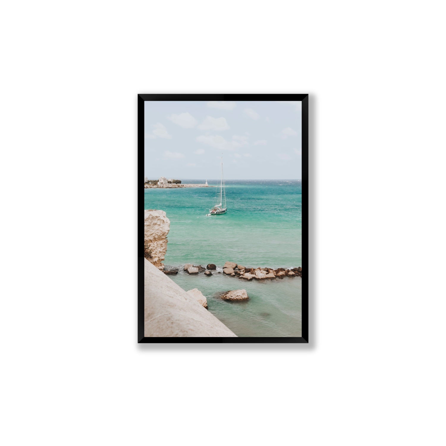 Seafarer's Dream Puglia Seafarer’s Dream coastal wall art Large full-bleed fine art print in black frame
