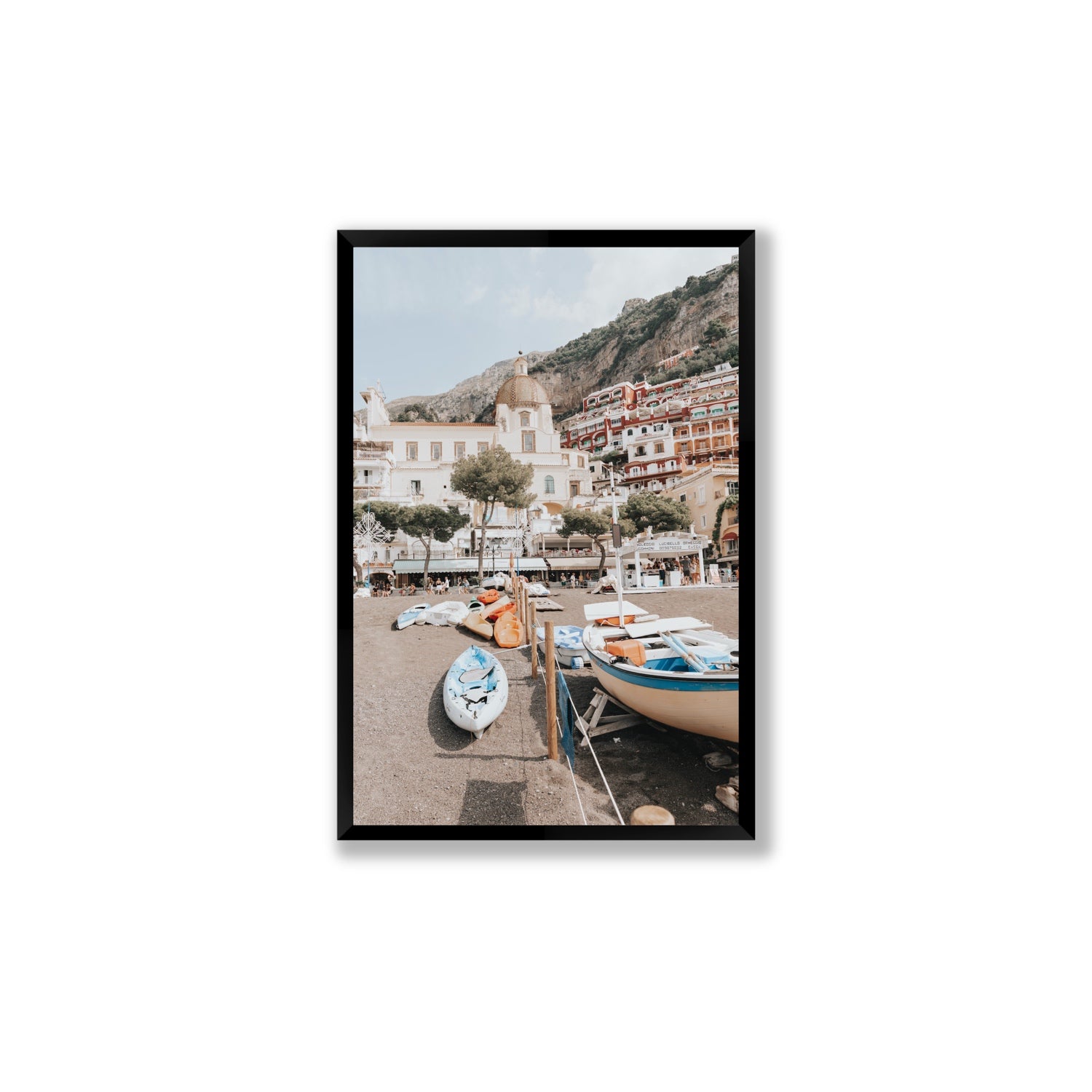 Seaside Hues Positano wall art Large full-bleed fine art print in black frame
