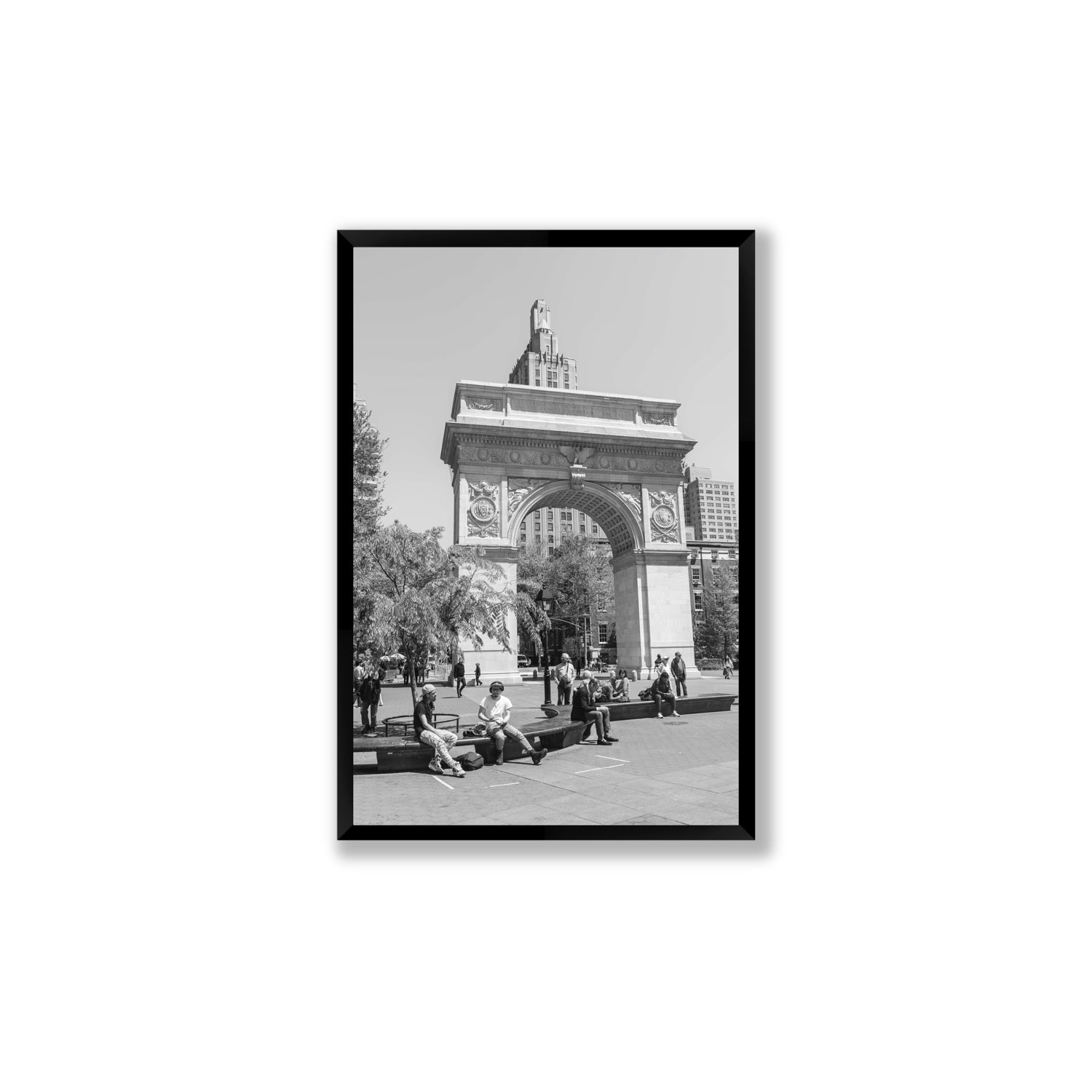 City Picnic New York NYC Black & White wall art Large full-bleed fine art print in black frame