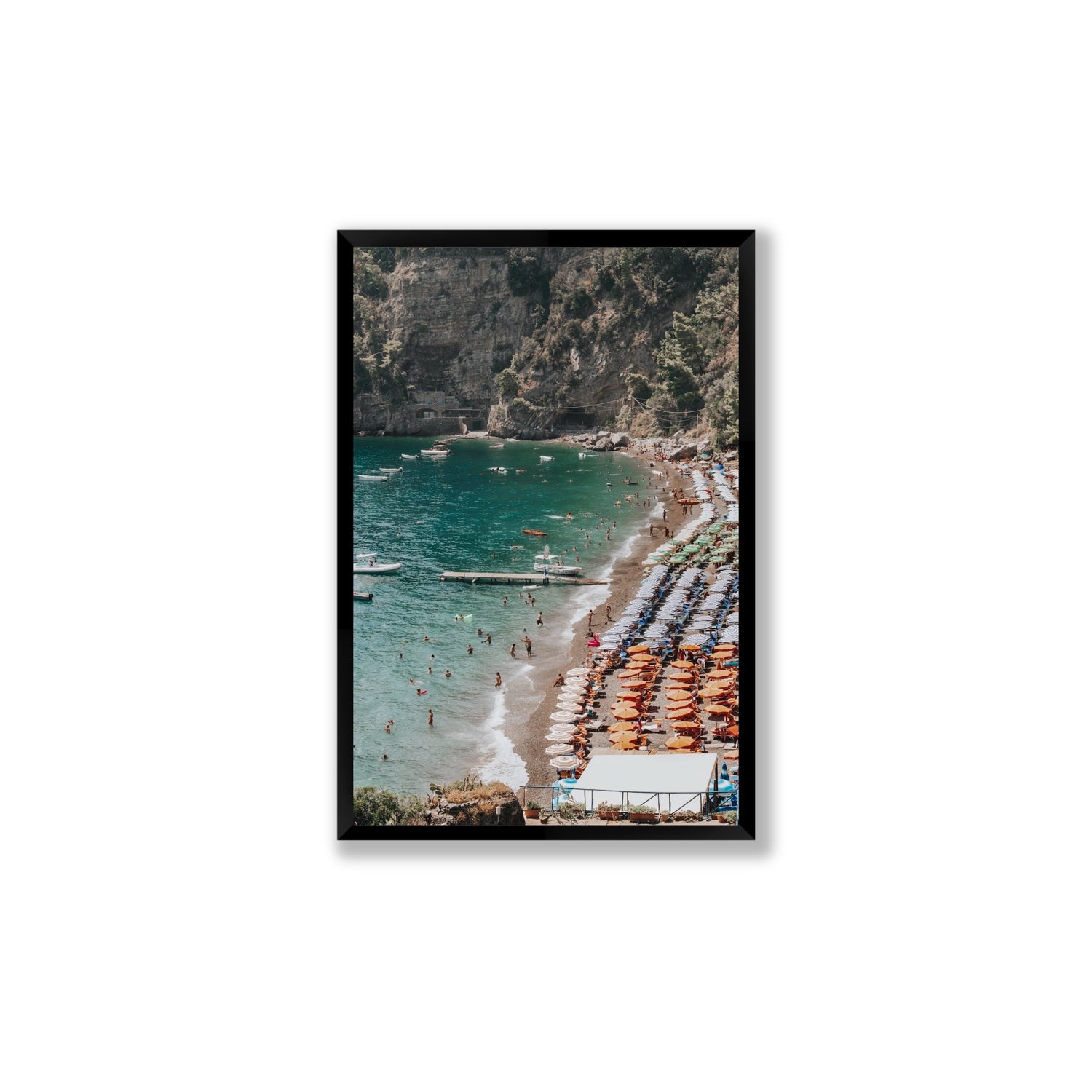 Parasol Panorama fine art print, Positano, Italy, Large, Black Frame · Full Bleed, Fine Art Print