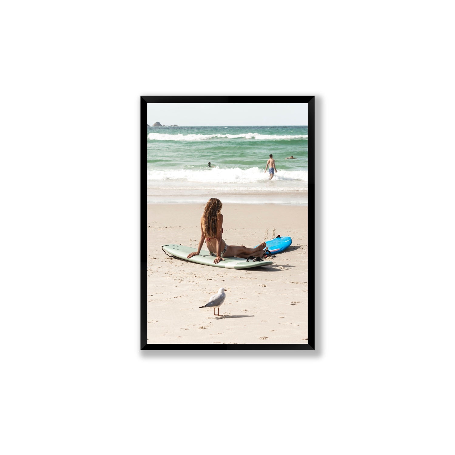 Carissa Byron Bay Surf coastal wall art Large full-bleed fine art print in black frame