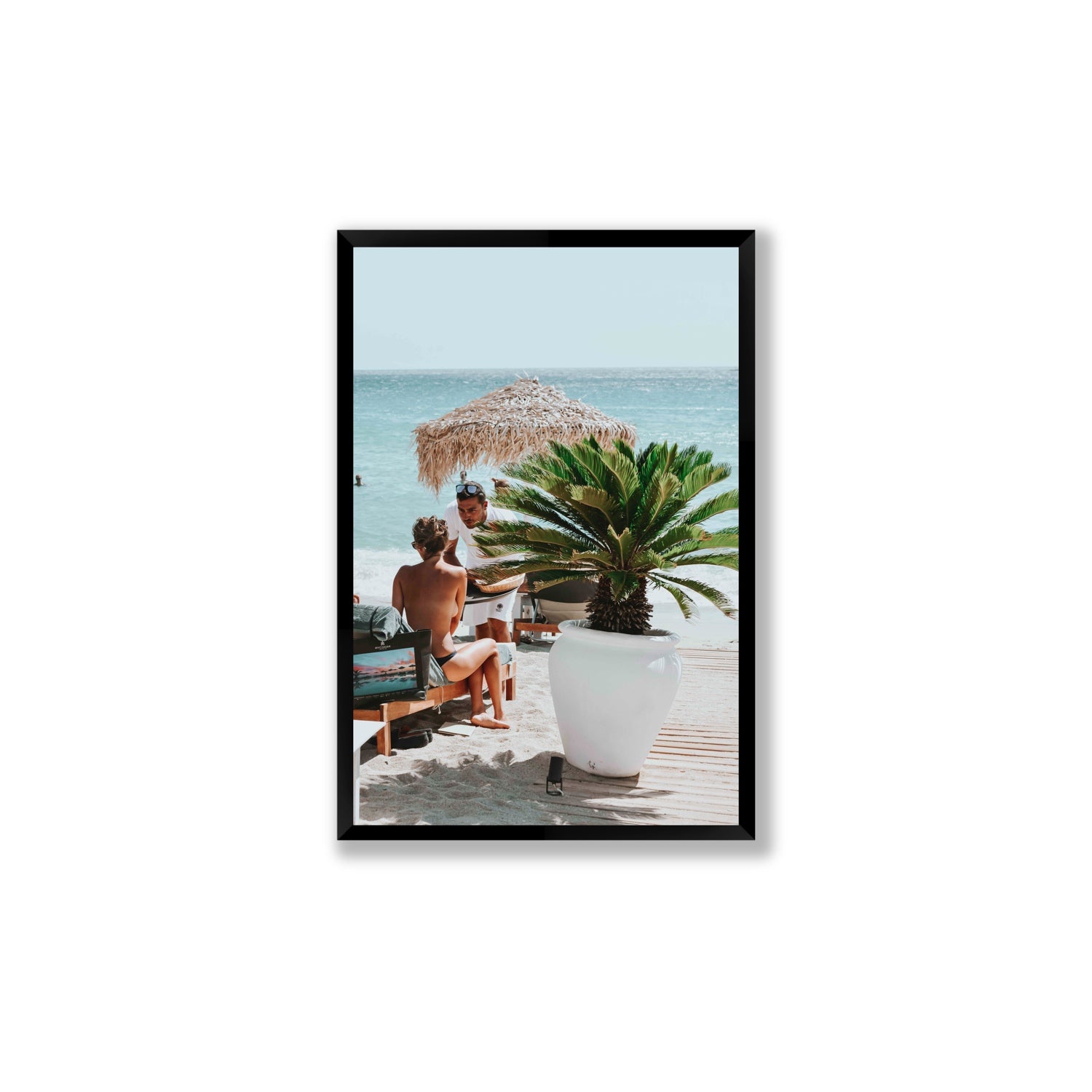 At Your Service Mykonos Greek island wall art Large full-bleed fine art print in black frame