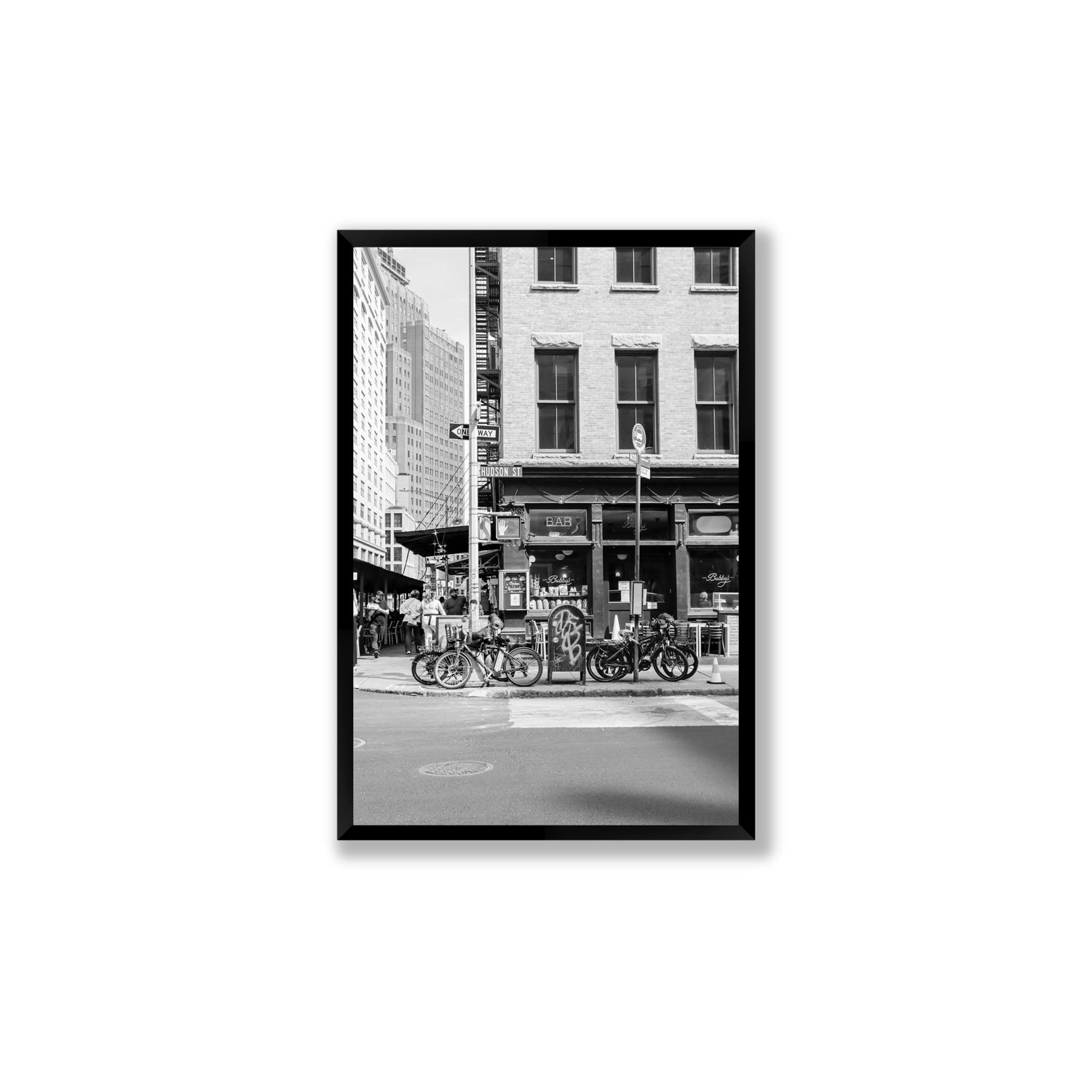 Bites Of The Big Apple New York NYC Black & White wall art Large full-bleed fine art print in black frame