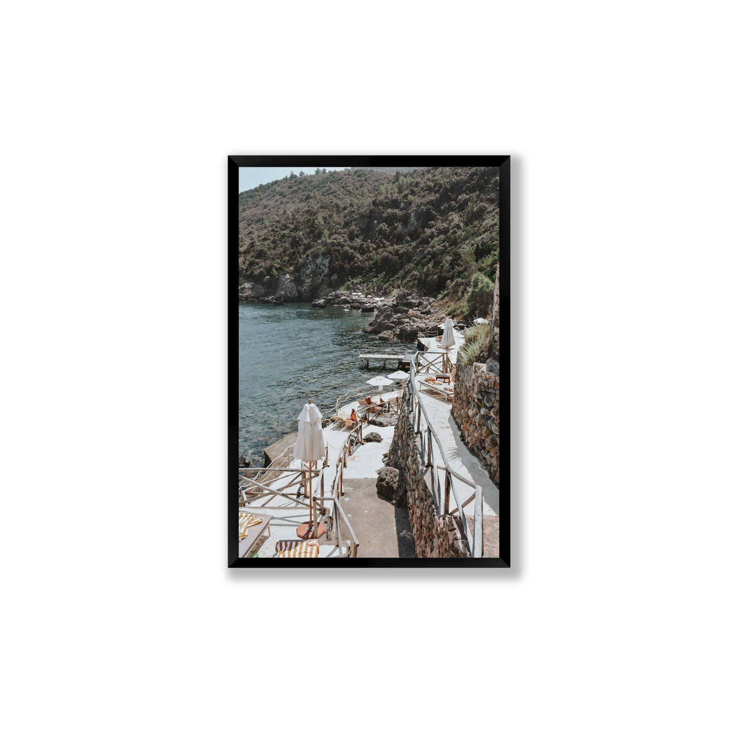 L'Estate Tuscany coastal Italian wall art Large full-bleed fine art print in black frame