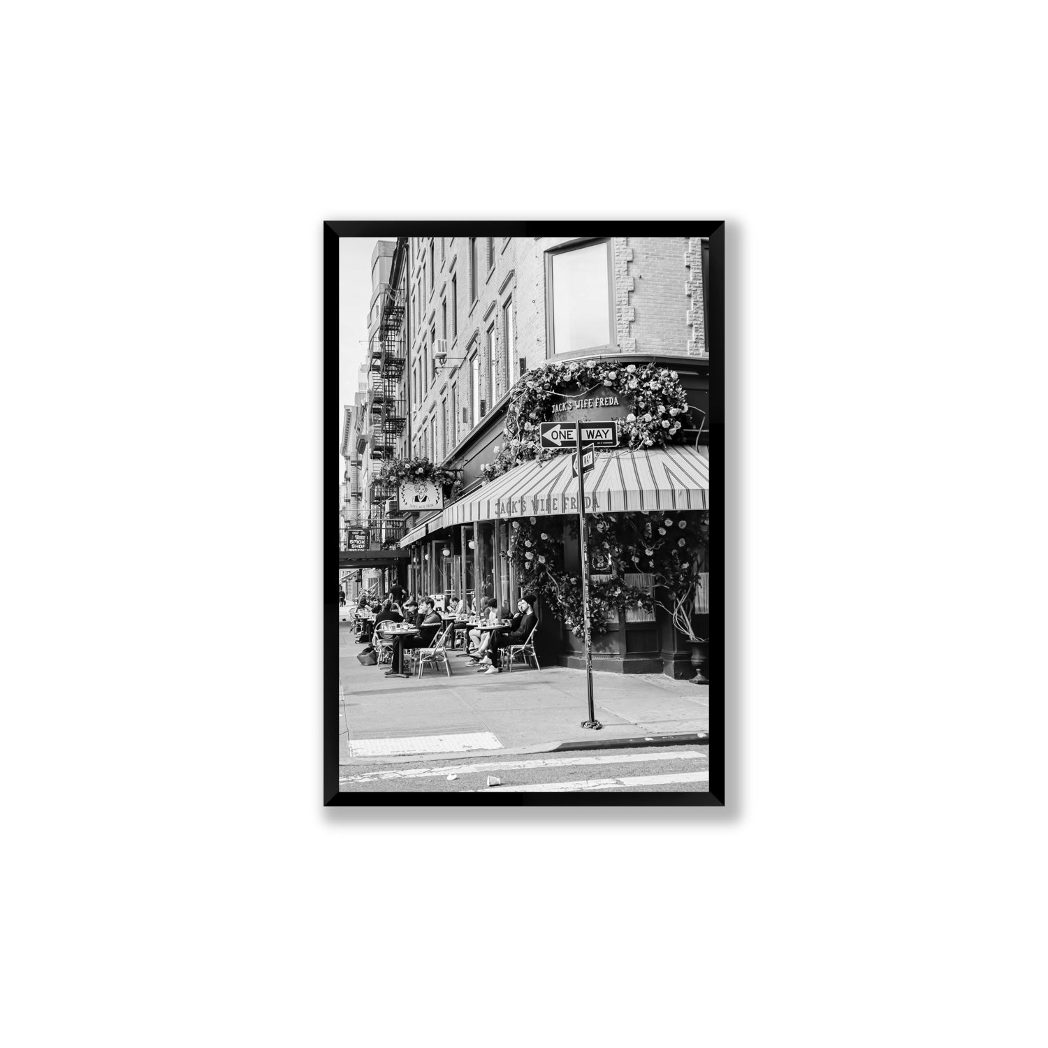 Freda's Feast New York NYC Black & White wall art Large full-bleed fine art print in black frame