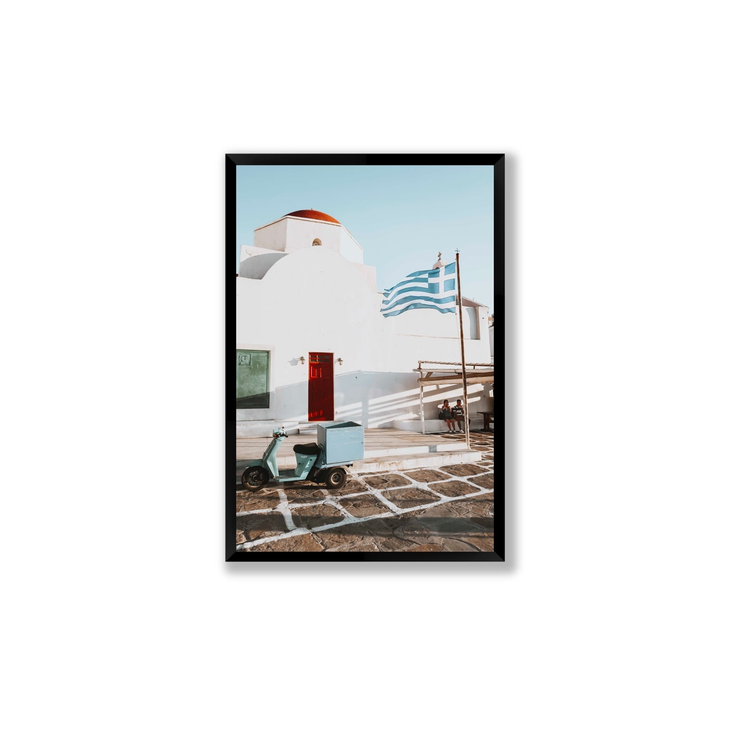 Mykonos Postcard fine art print, Mykonos, Greece, Large, Black Frame · Full Bleed, Fine Art Print