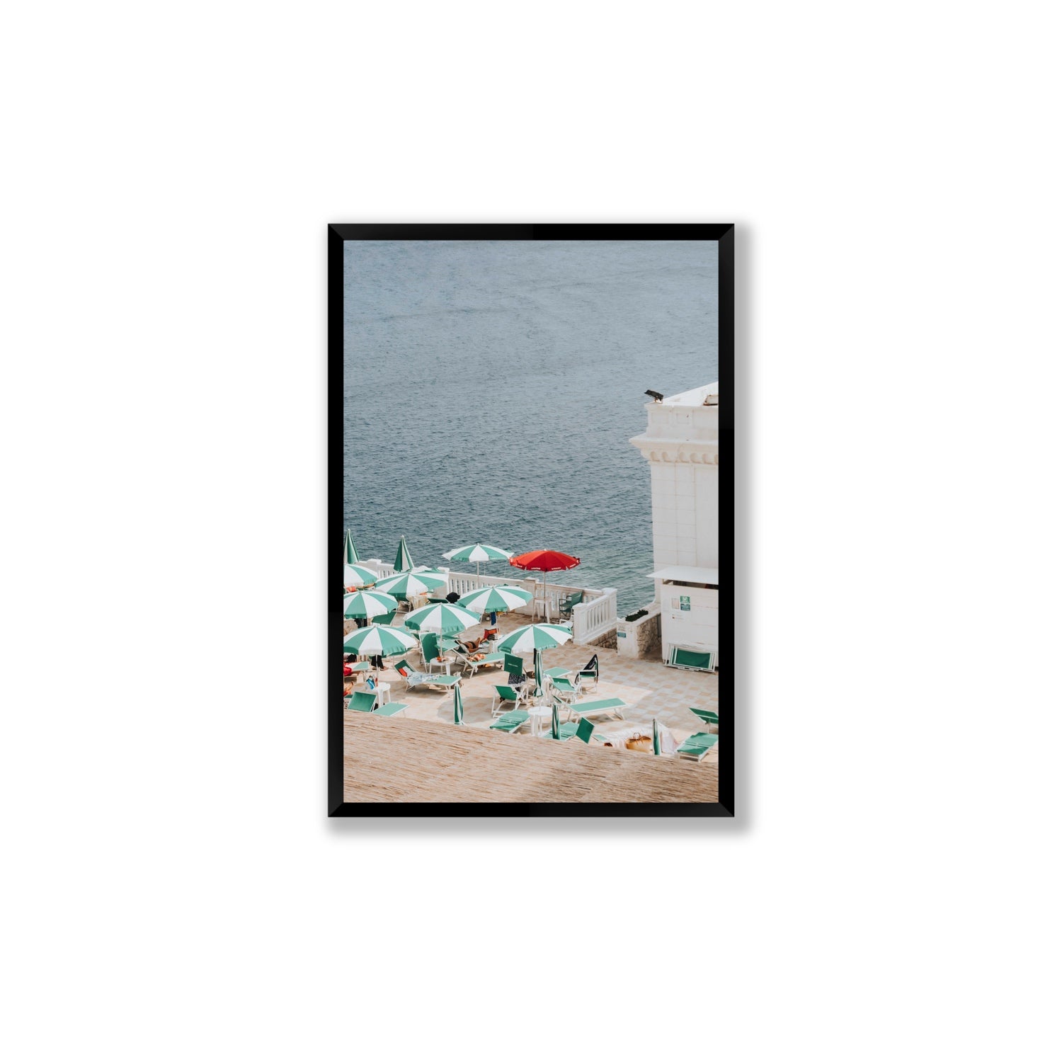 Lido Italiano Puglia beach Italian wall art Large full-bleed fine art print in black frame