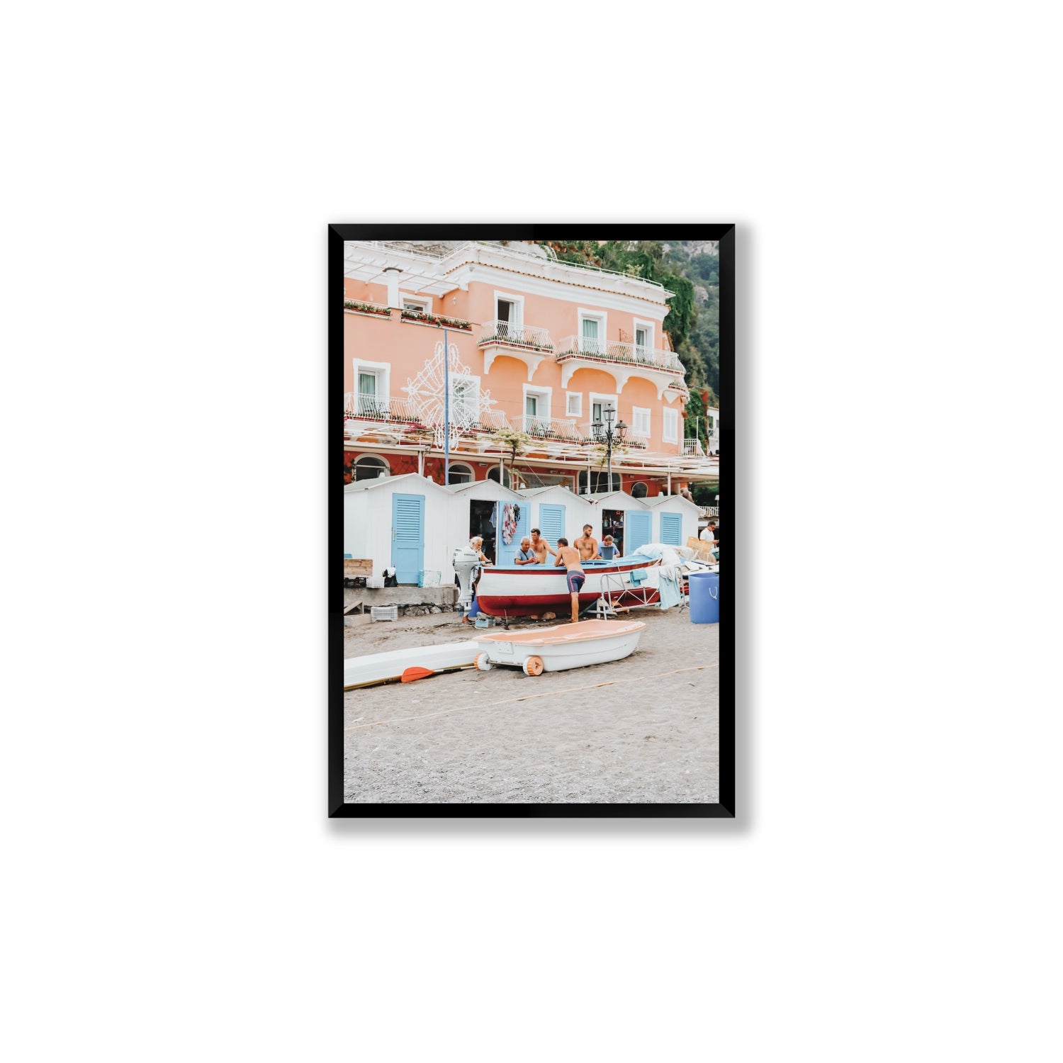 La Riunione della Mattina fine art print, Positano, Italy, Large, Black Frame · Full Bleed, Fine Art Print