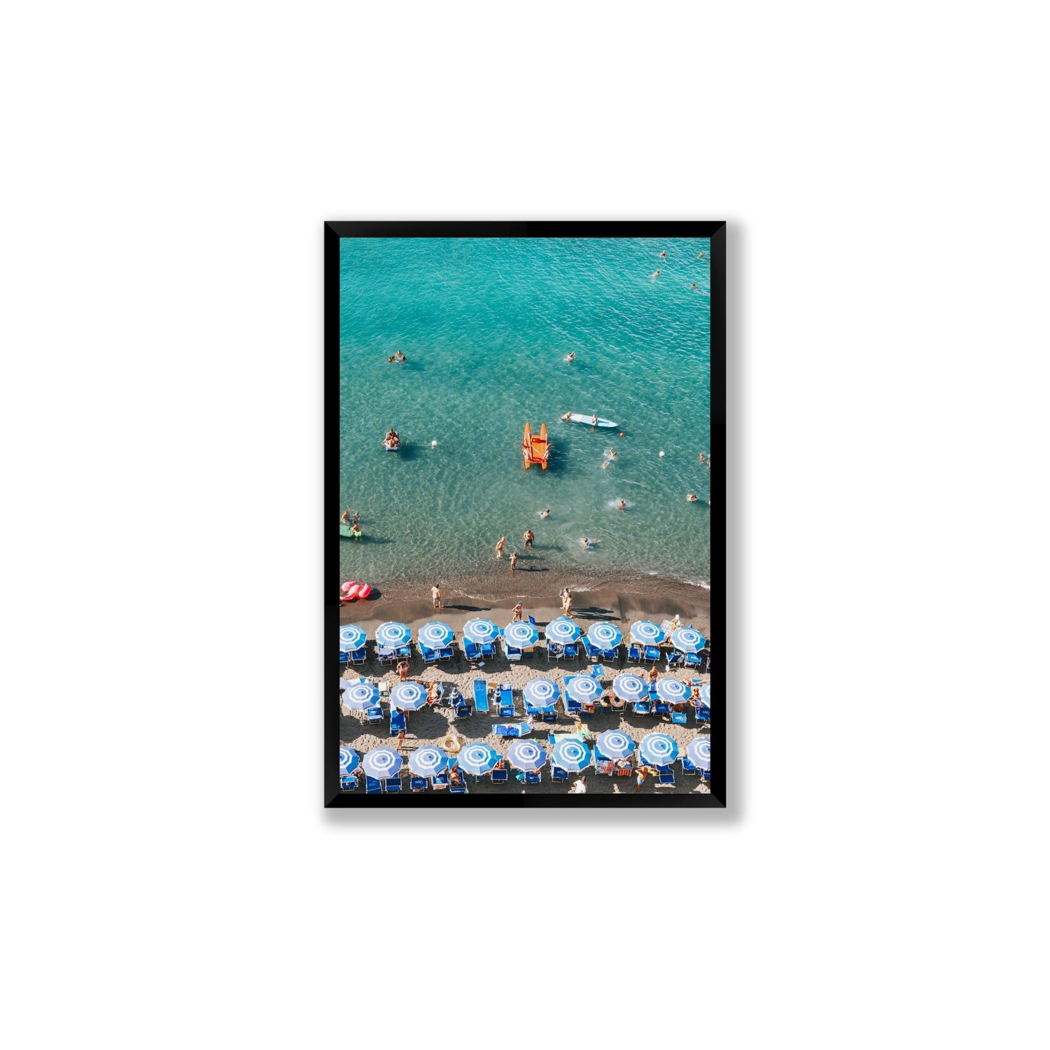 Aquamarine Oasis Sorrento Italian coastal wall art Large full-bleed fine art print in black frame