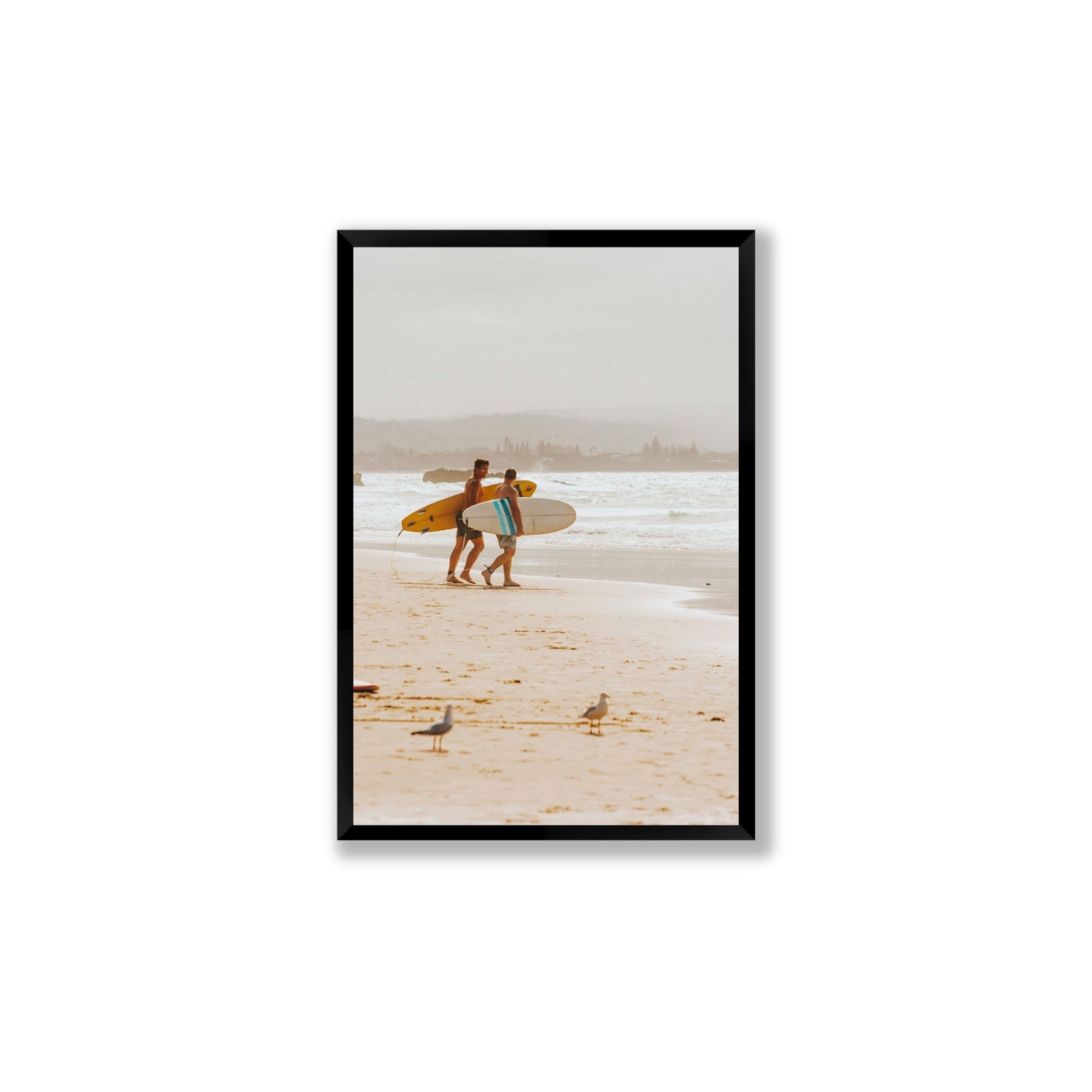 Shane & Benji Byron Bay Surf coastal wall art Large full-bleed fine art print in black frame