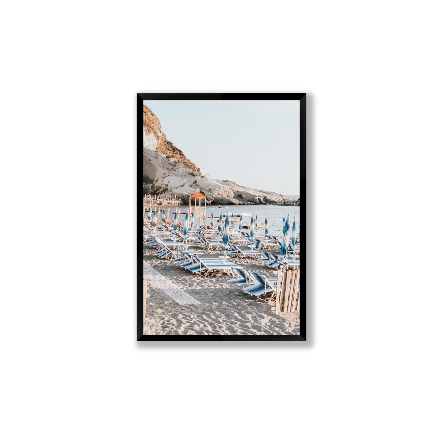The Golden Hour Ischia Italian coastal wall art Large full-bleed fine art print in black frame