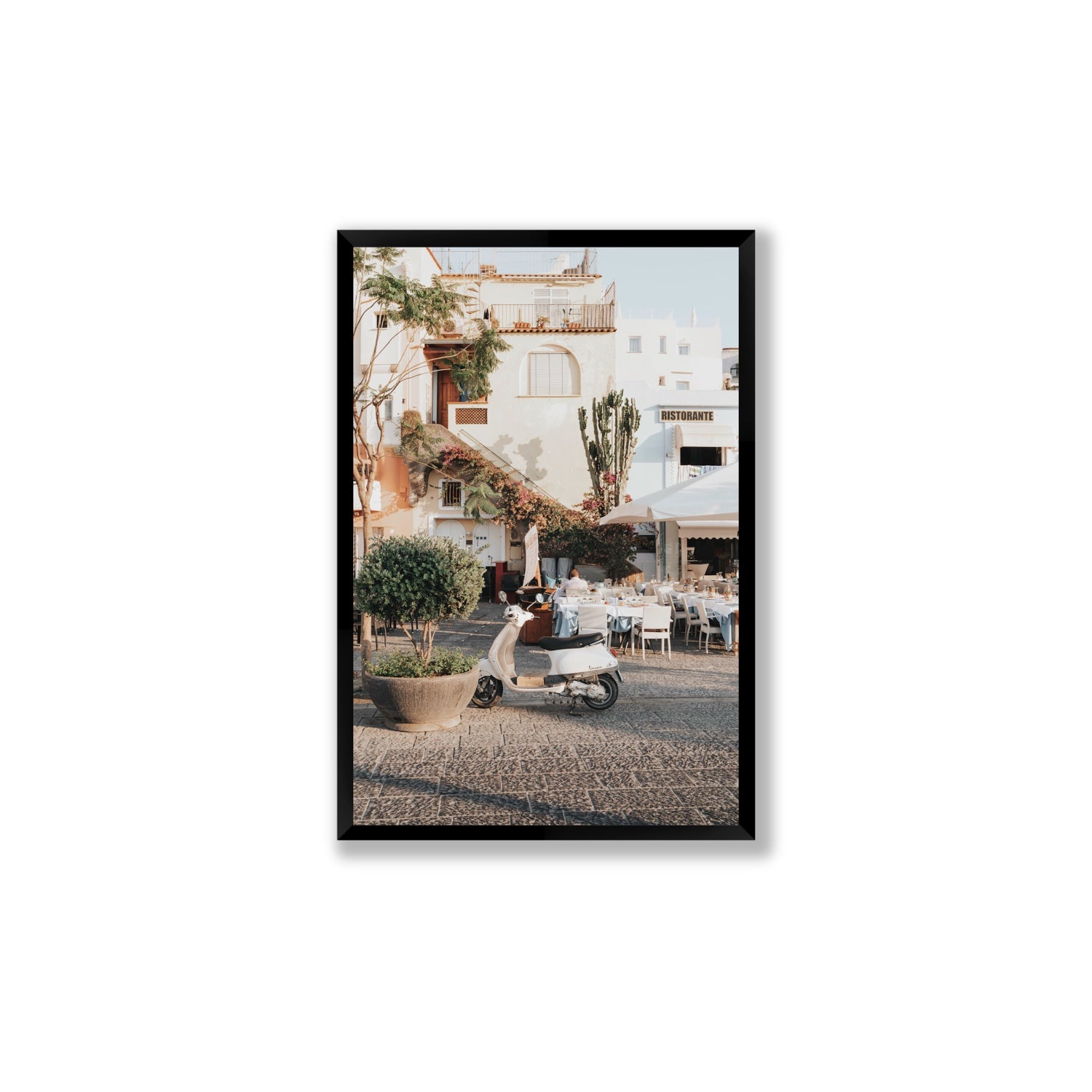 Ristorante Ischia Italian Mediterranean decor wall art Large full-bleed fine art print in black frame