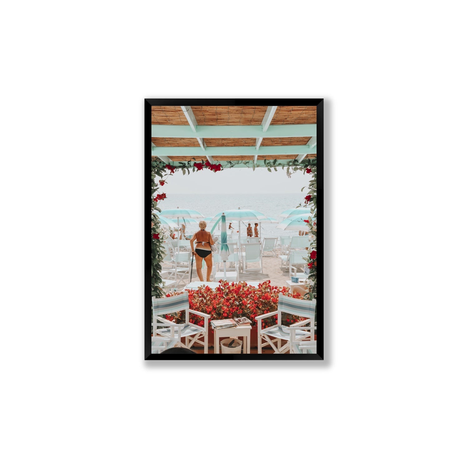 Nonna's Italian Escape Alassio Italian wall art Large full-bleed fine art print in black frame