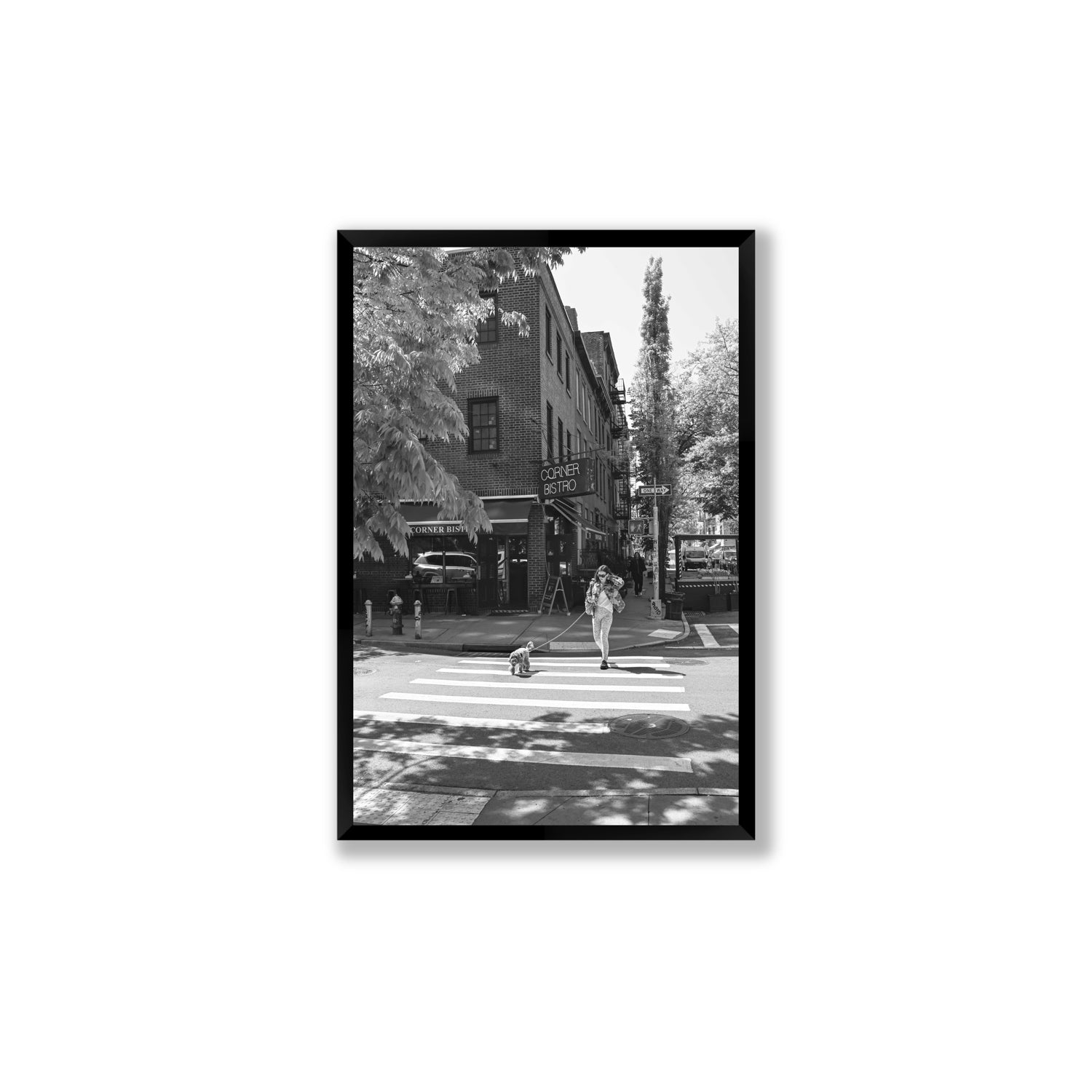 Sunlit Stroll New York NYC Black & White wall art Large full-bleed fine art print in black frame