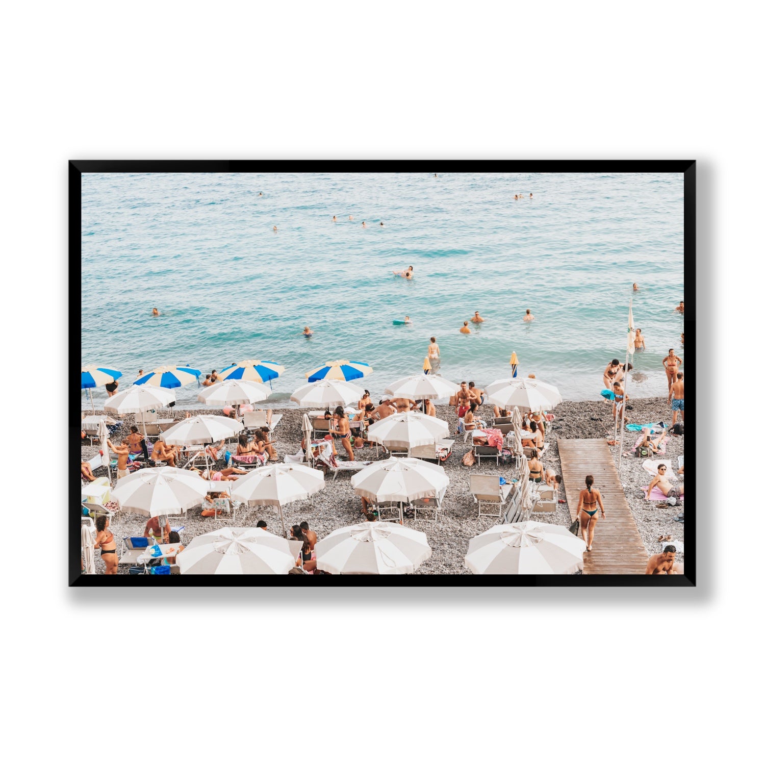 Dreamscape Amalfi Italian beach wall art Statement full-bleed fine art print in black frame