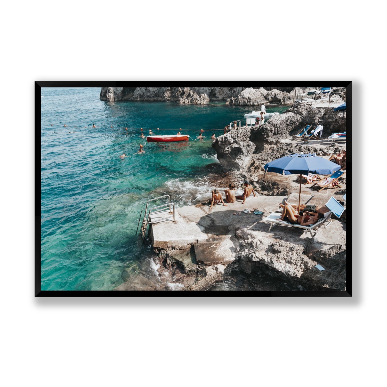 Serenity By The Sea Capri Mediterranean wall art Statement full-bleed fine art print in black frame