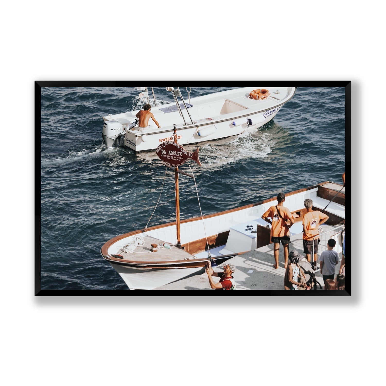 Water Taxi Positano wall art Statement full-bleed fine art print in black frame
