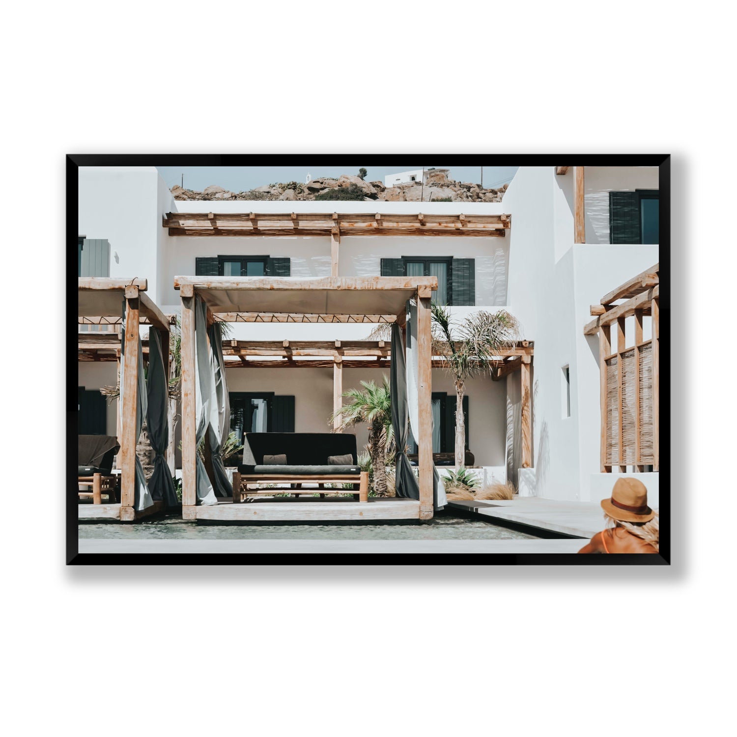 Dream Villa fine art print, Mykonos, Greece, Statement, Black Frame · Full Bleed, Fine Art Print