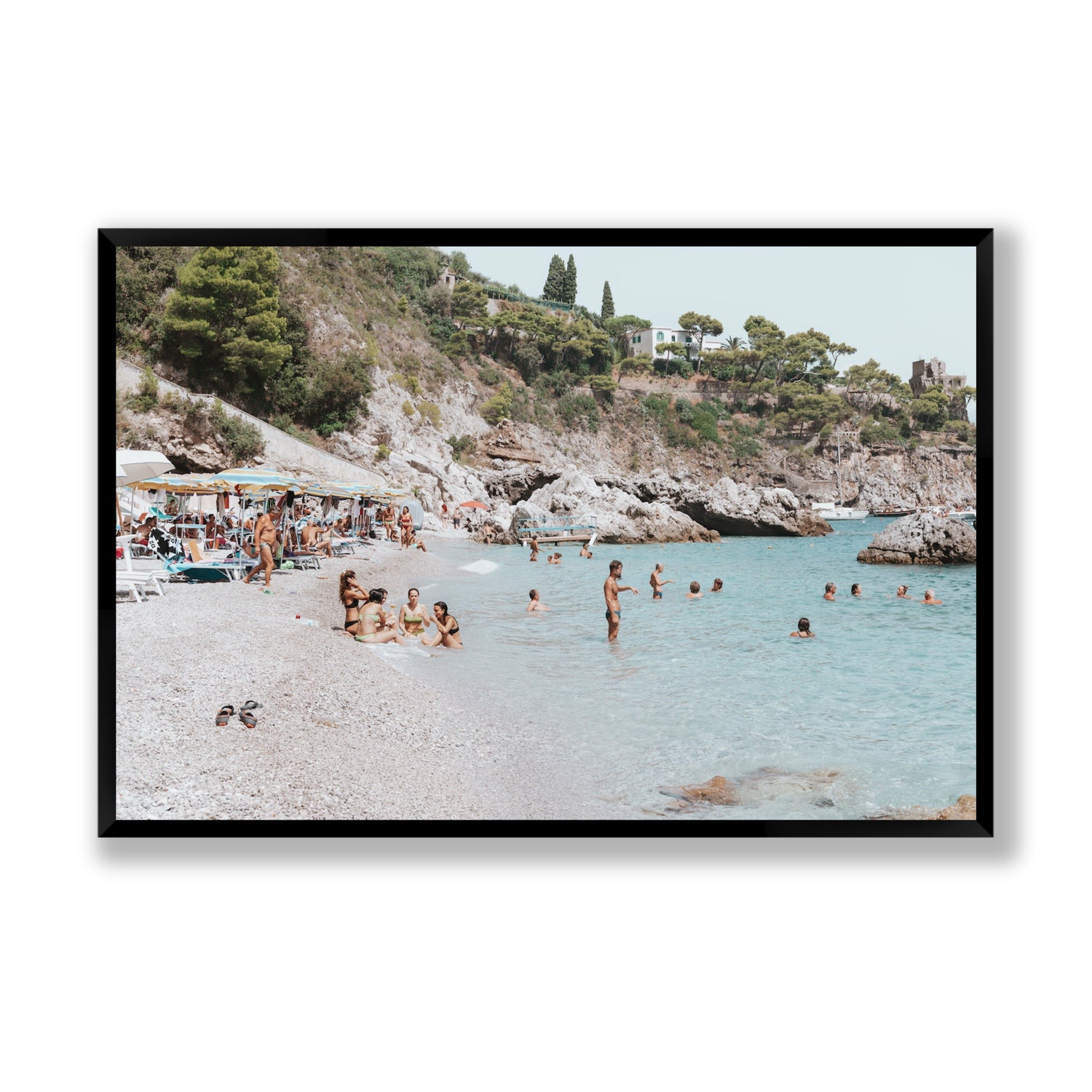 La Vacanza Amalfi Mediterranean wall art Statement full-bleed fine art print in black frame