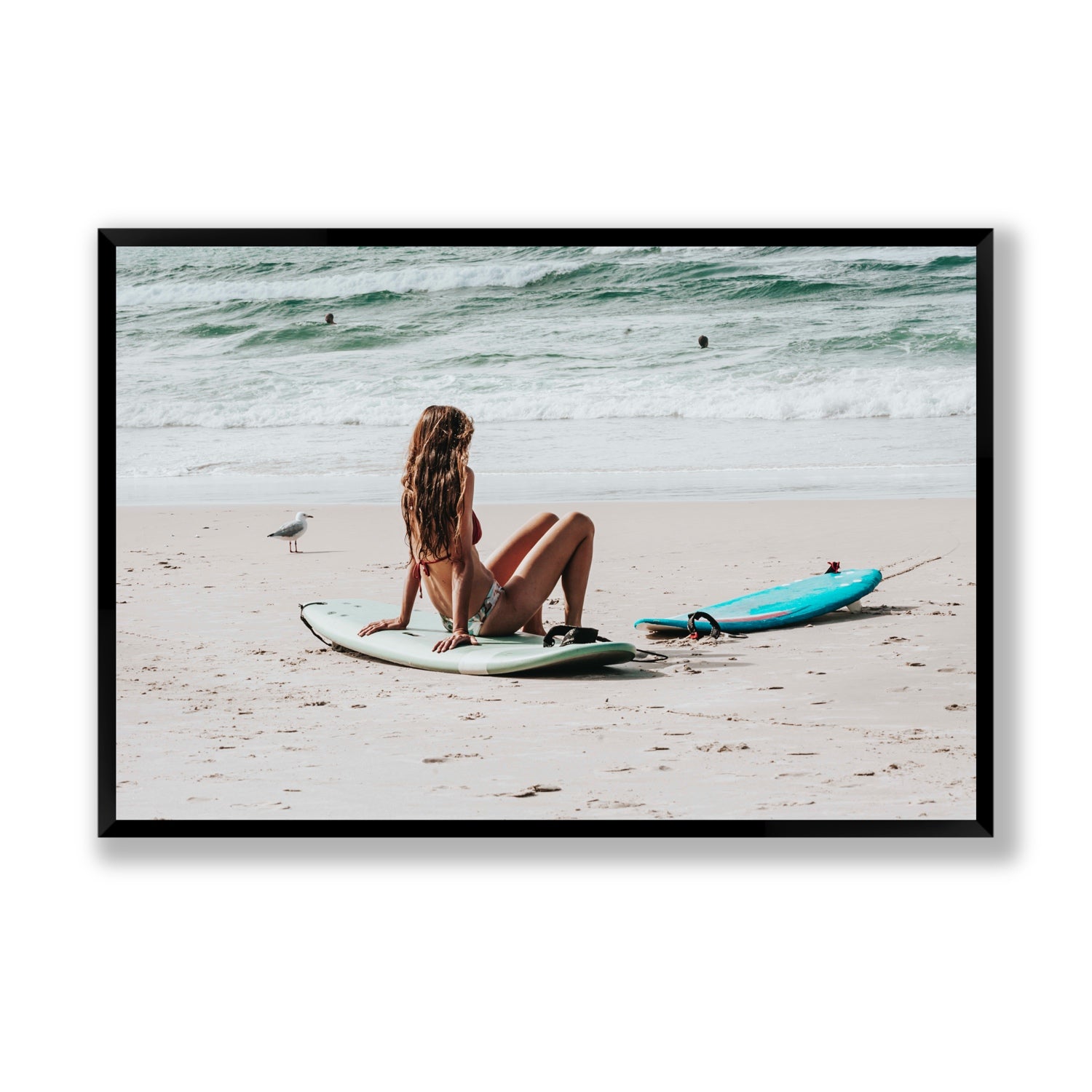 Ciao Bella Byron Bay Surf coastal wall art Statement full-bleed fine art print in black frame