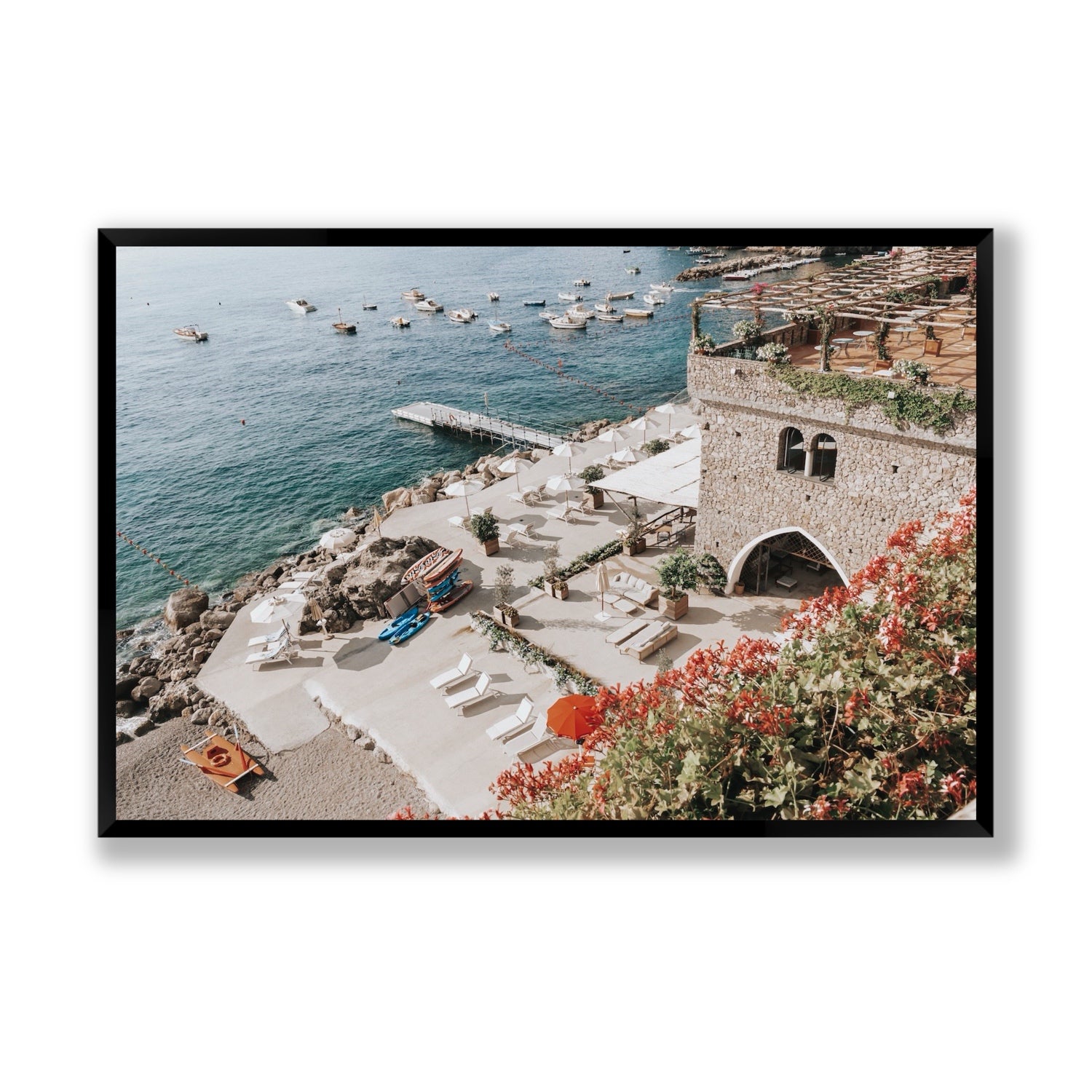 Floral Fortress fine art print, Amalfi, Italy, Statement, Black Frame · Full Bleed, Fine Art Print
