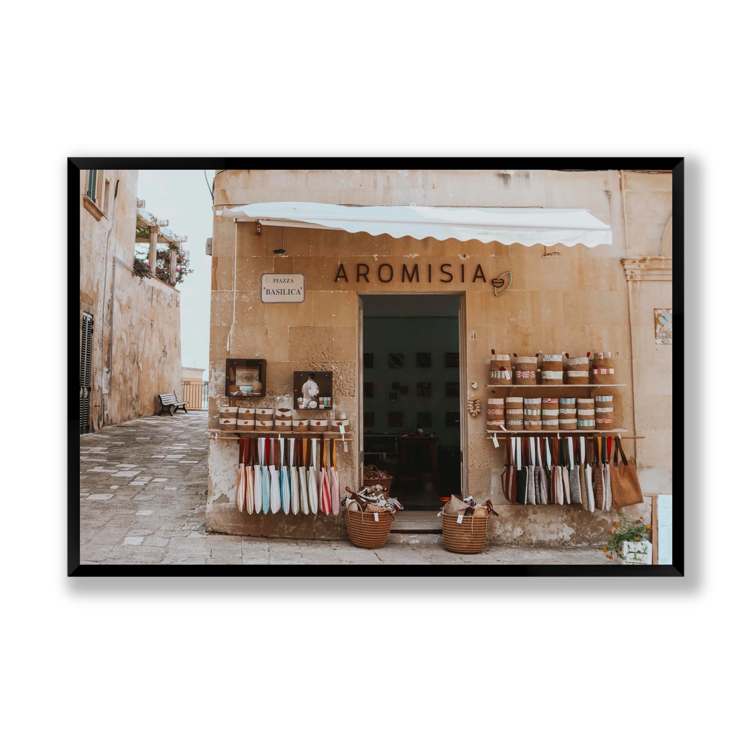 Aromisia Puglia Otranto Italian wall art Statement full-bleed fine art print in black frame