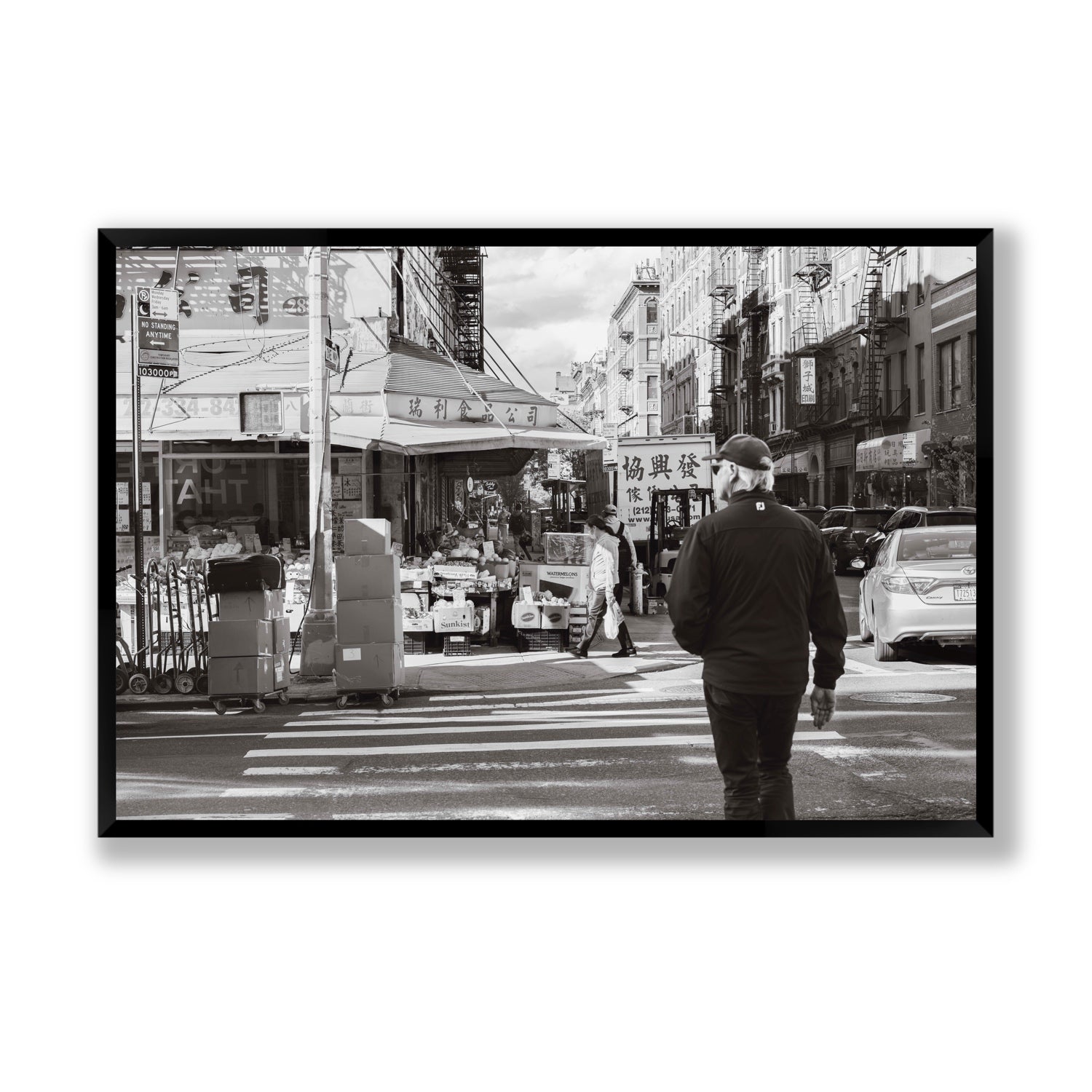 Chinatown New York NYC Street wall art Statement full-bleed fine art print in black frame