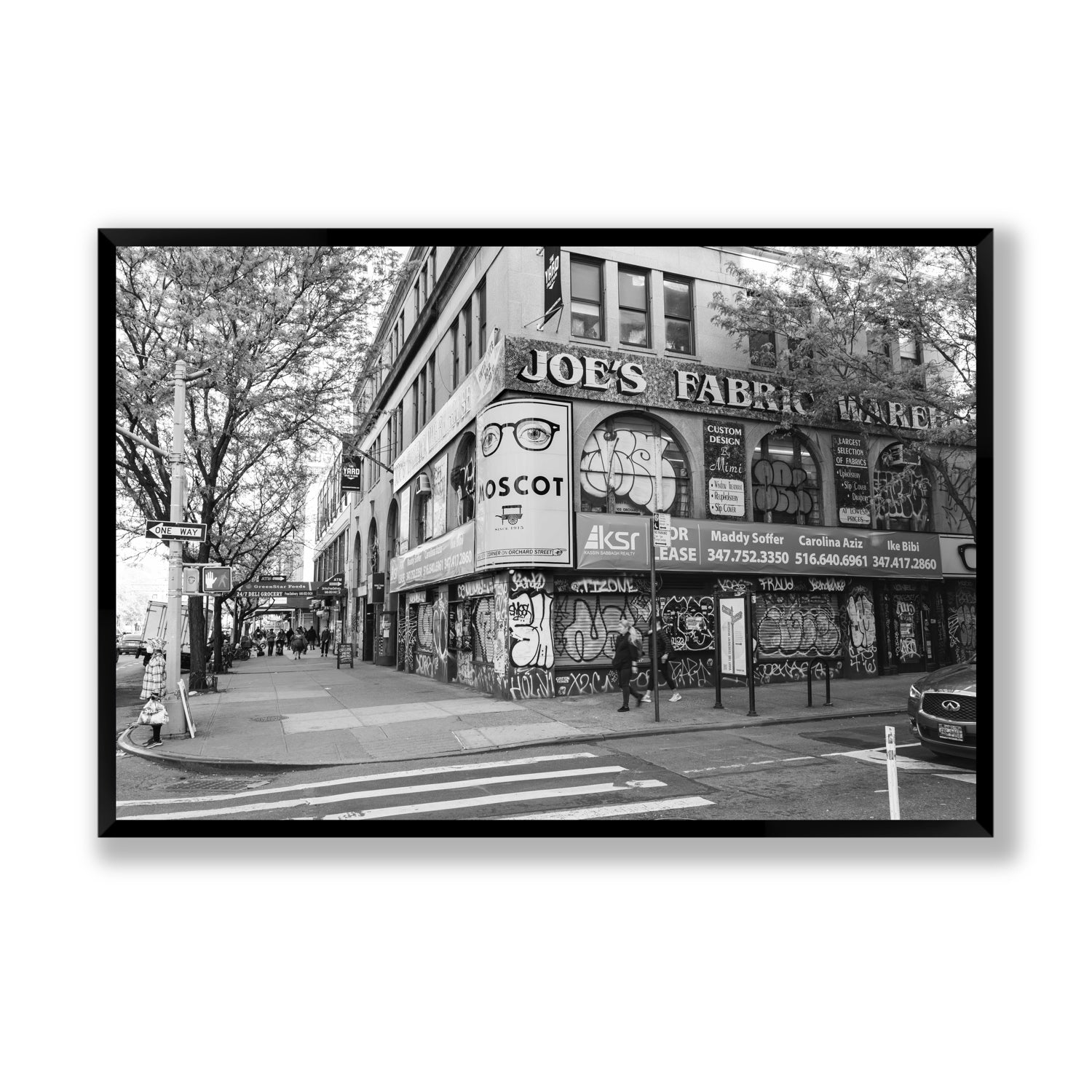 Wall Poetry New York NYC Black & White wall art Statement full-bleed fine art print in black frame
